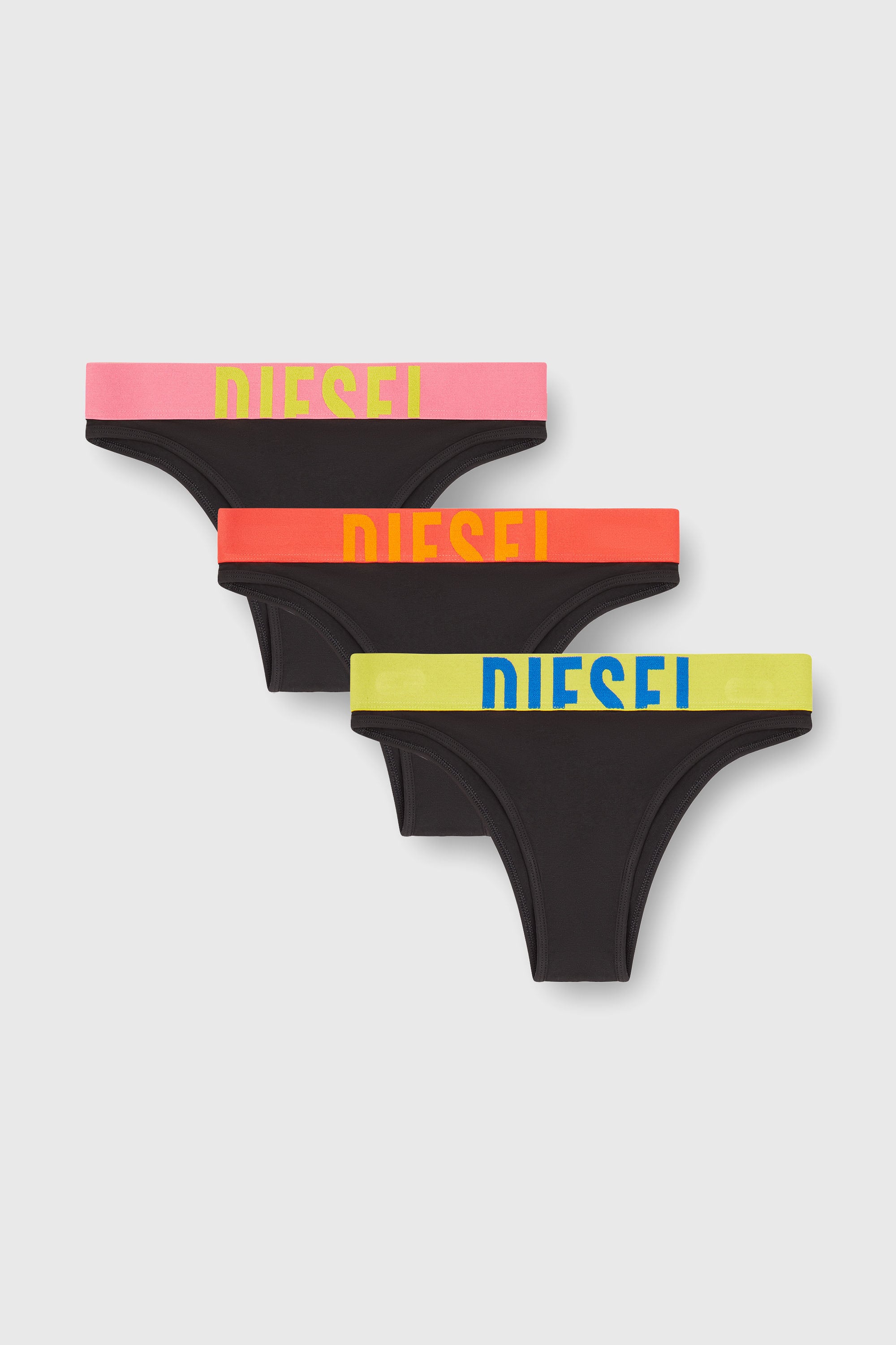 Diesel - FANNIE-D-POP-3PACK, Damen 3er-Pack Slips mit kontrastierendem Bund in Schwarz - 1
