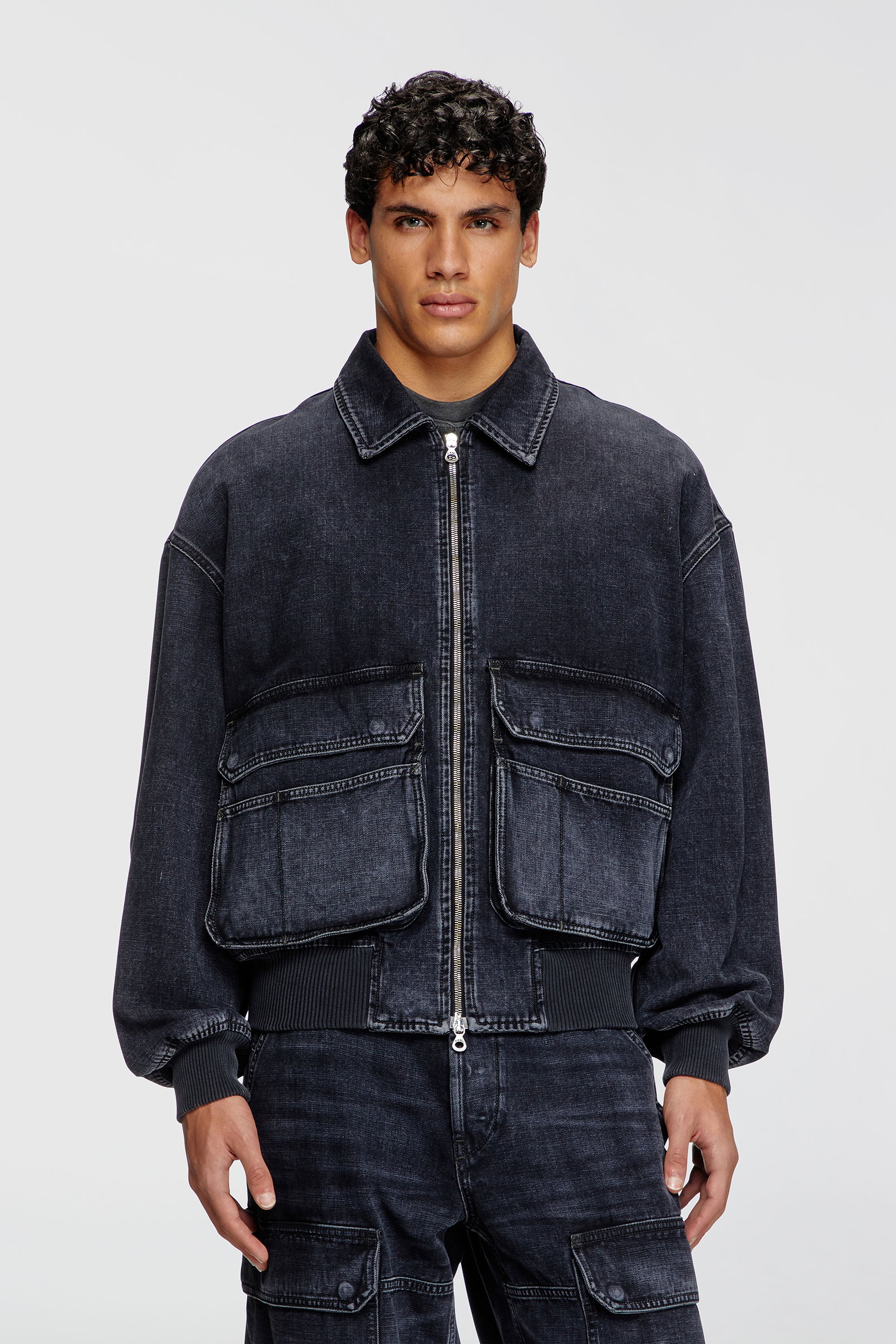 Diesel - D-KURZ, Giacca in denim batavia Unisex in Nero - 1