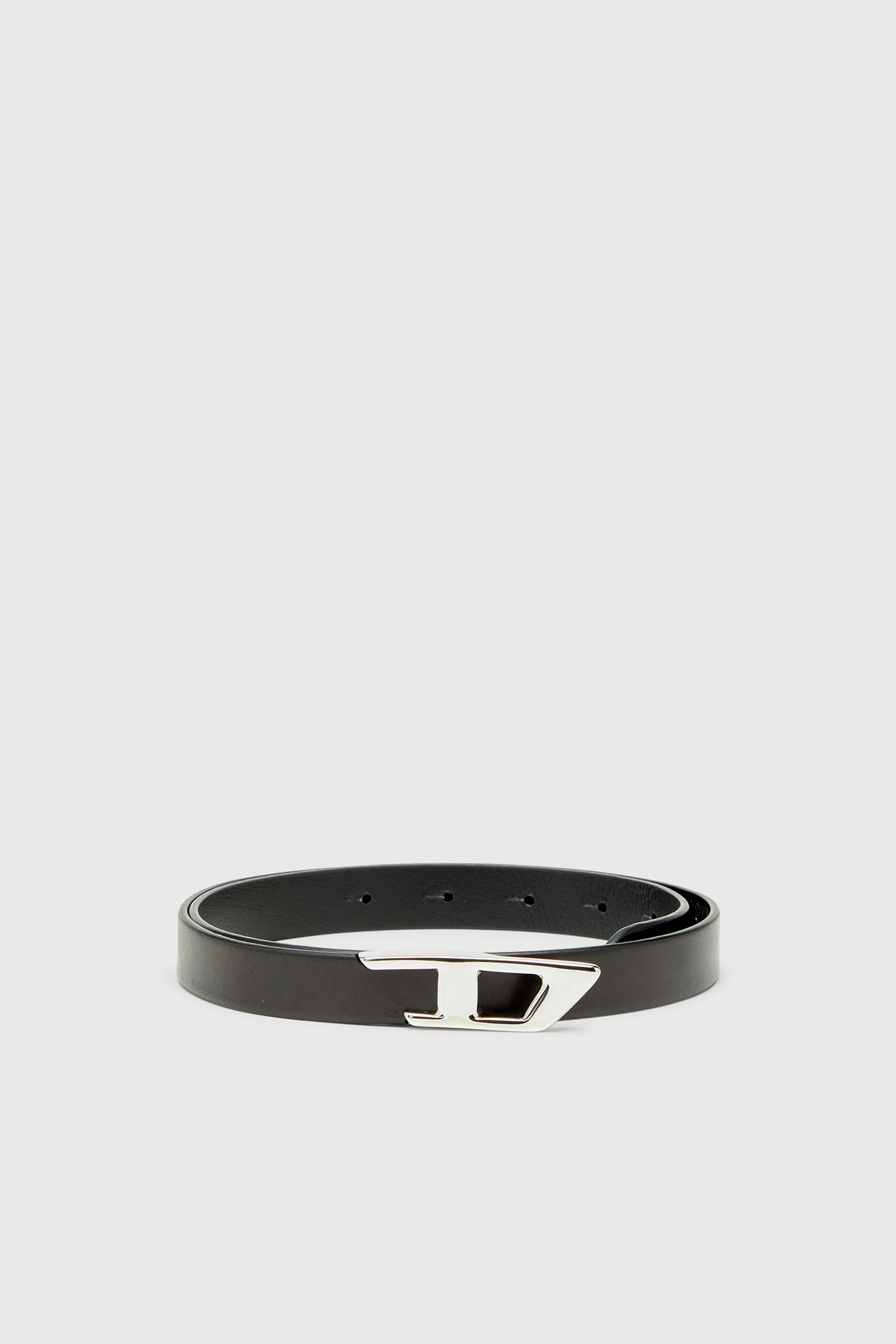 Diesel - B-D LOGO 2.0 20, Ceinture 2 cm en cuir avec boucle m&eacute;tallique D Femme in Noir - 1