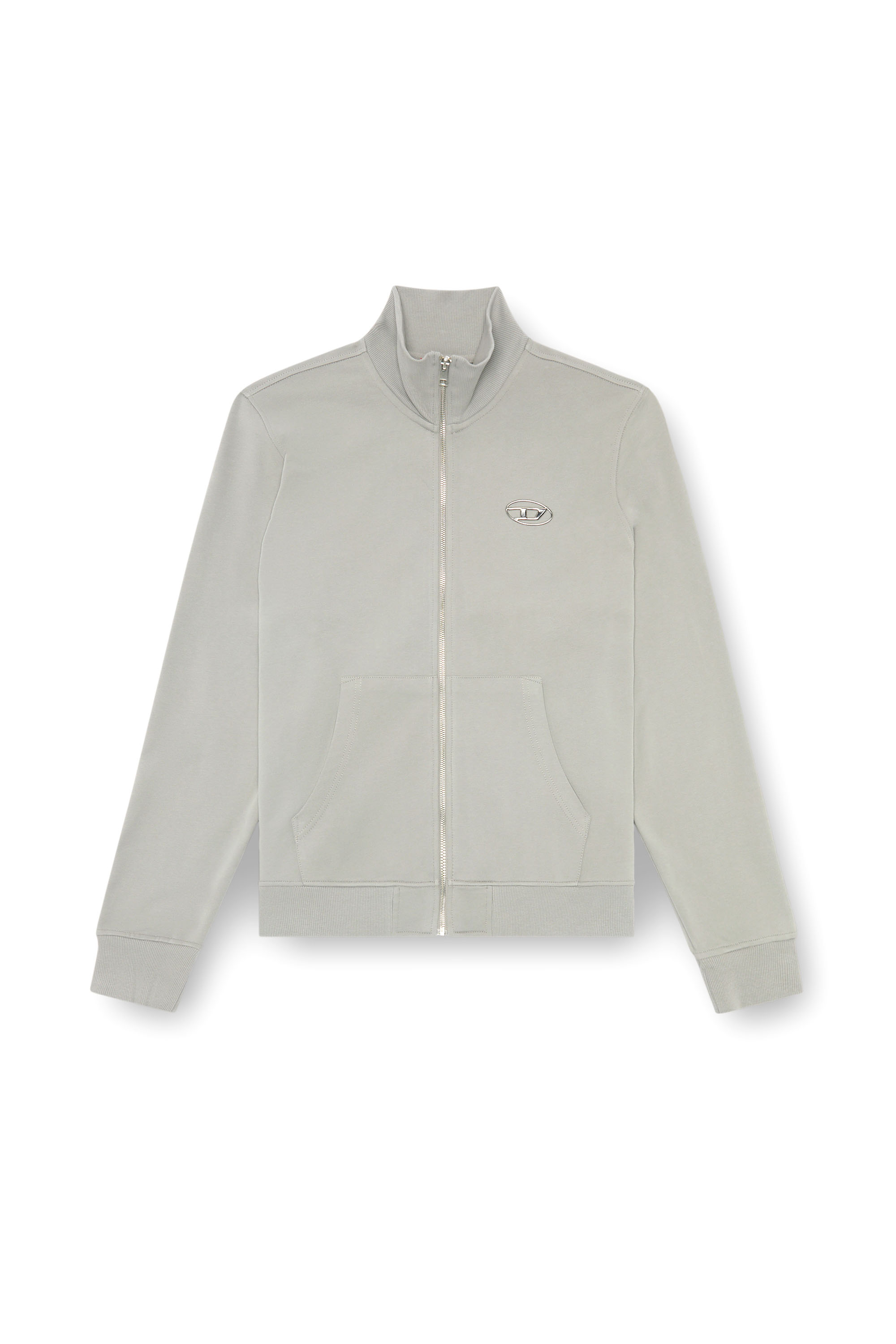 Diesel - S-GINNI-ZIP-OD, Felpa con zip e logo metallizzato Uomo in Grigio - 2