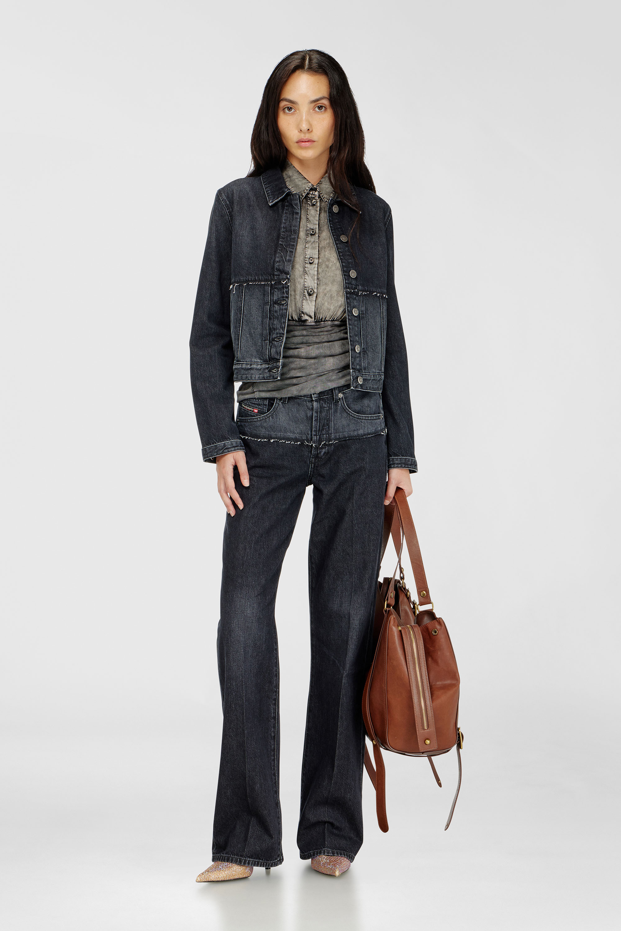 Diesel - DE-KATO-SE, Giacca in denim a sezioni Donna in Nero - 1