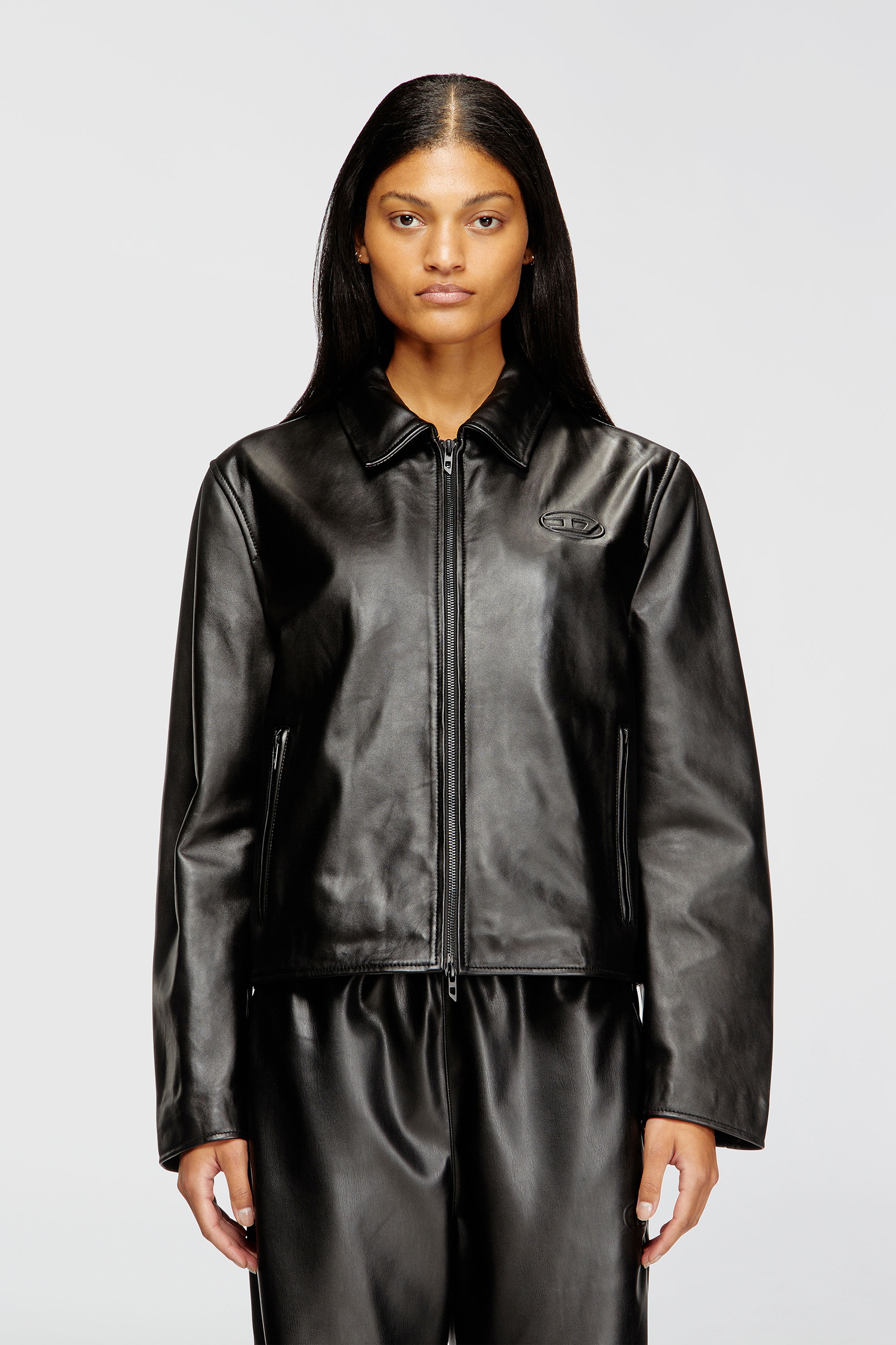 Diesel - L-AMAR-FEM-S2, Veste de coach en cuir Femme in Noir - 1