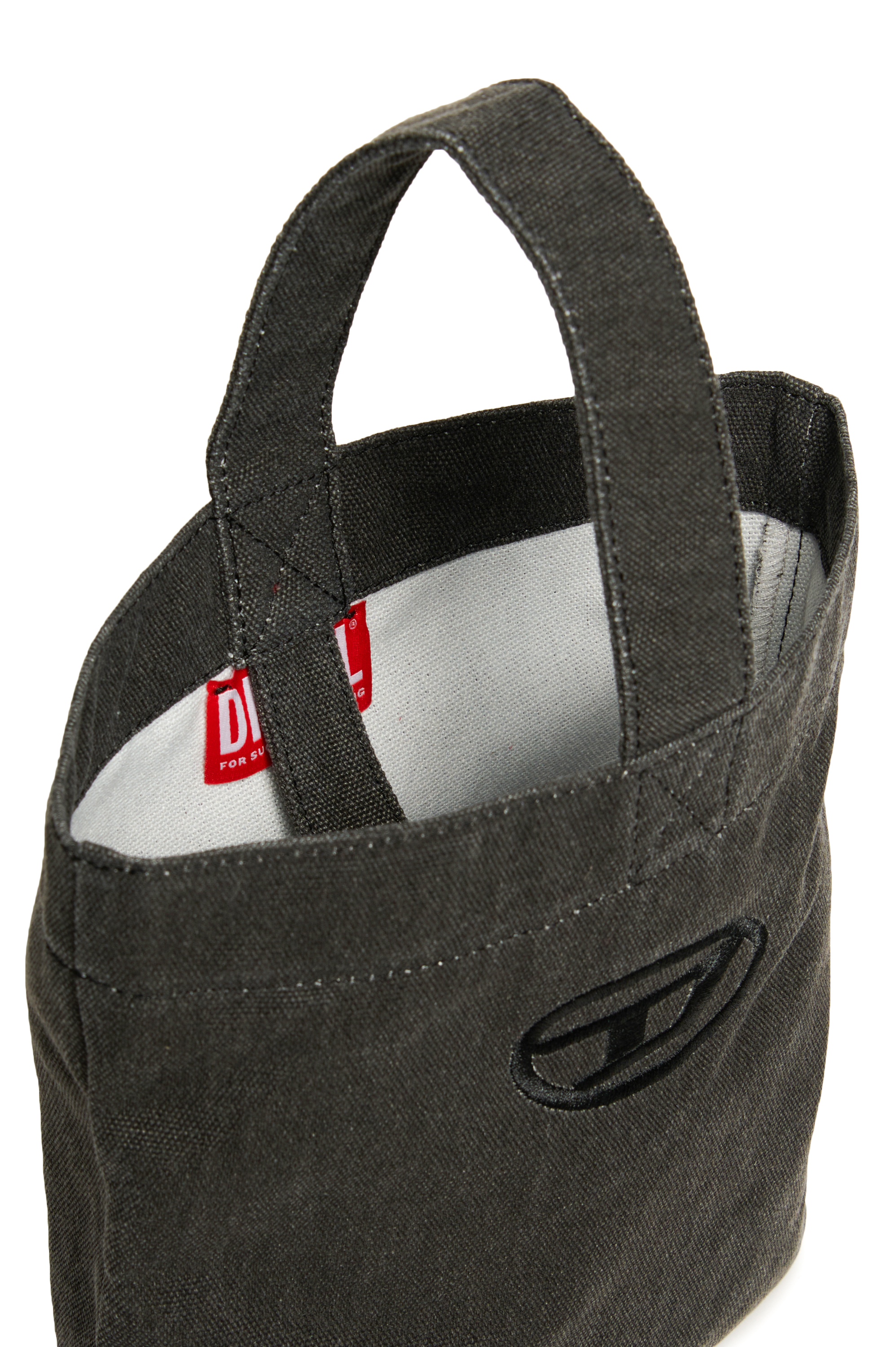 Diesel - WMATTIS, Damen Beuteltasche aus Canvas mit Oval D-Stickerei in Schwarz - 5