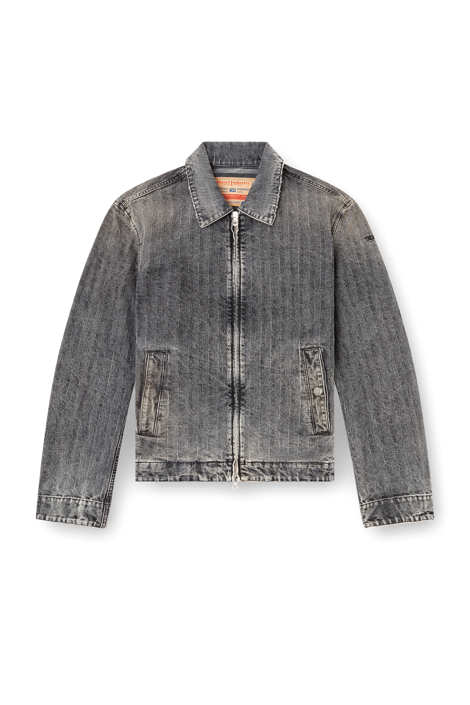 Diesel - D-ROHE, Veste blouson en denim à chevrons Homme in Noir - 3