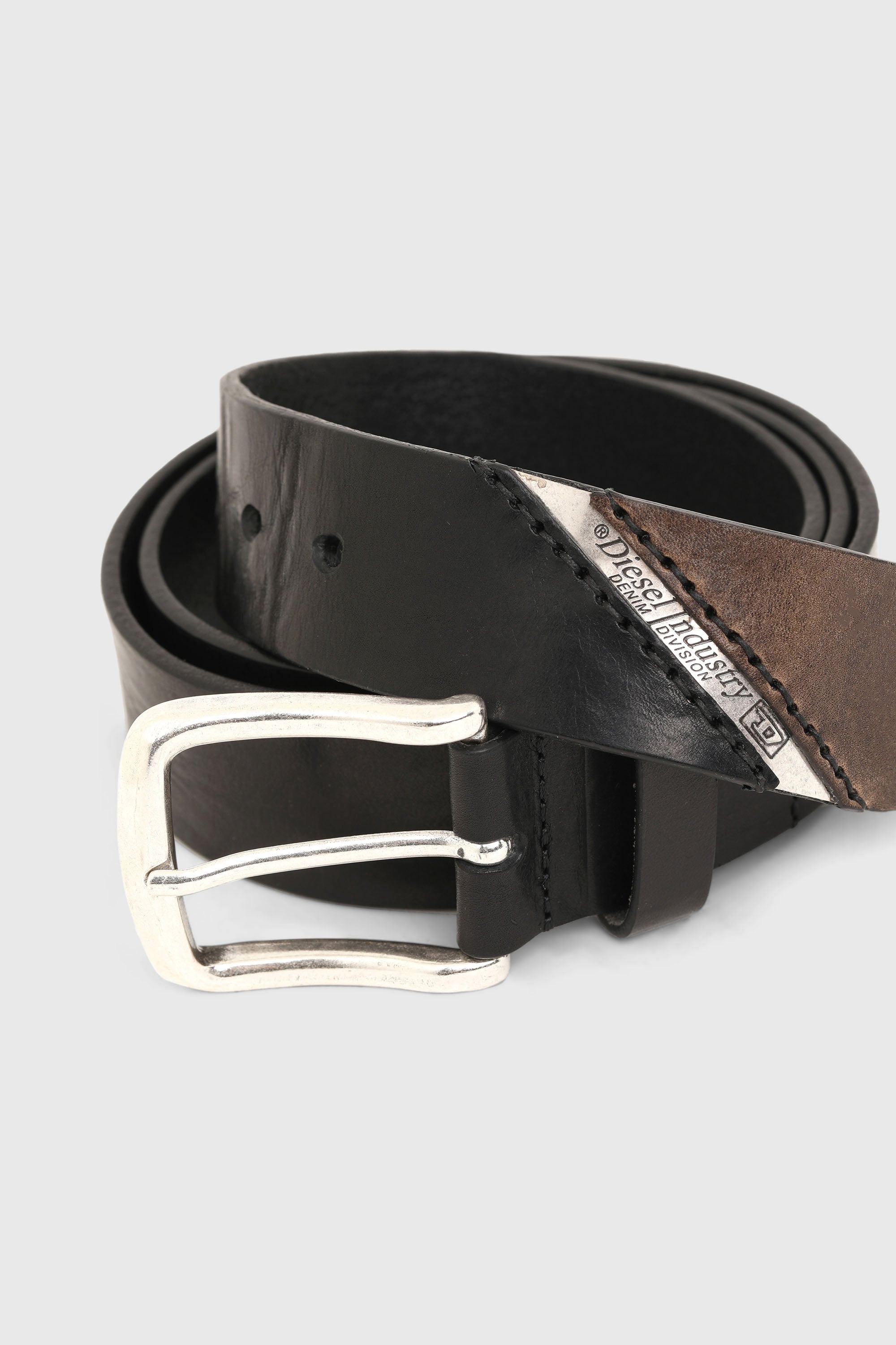 Diesel - B-LINE, Ceinture 3.9 cm en cuir trait&eacute; avec logo diesel Homme in Noir - 2