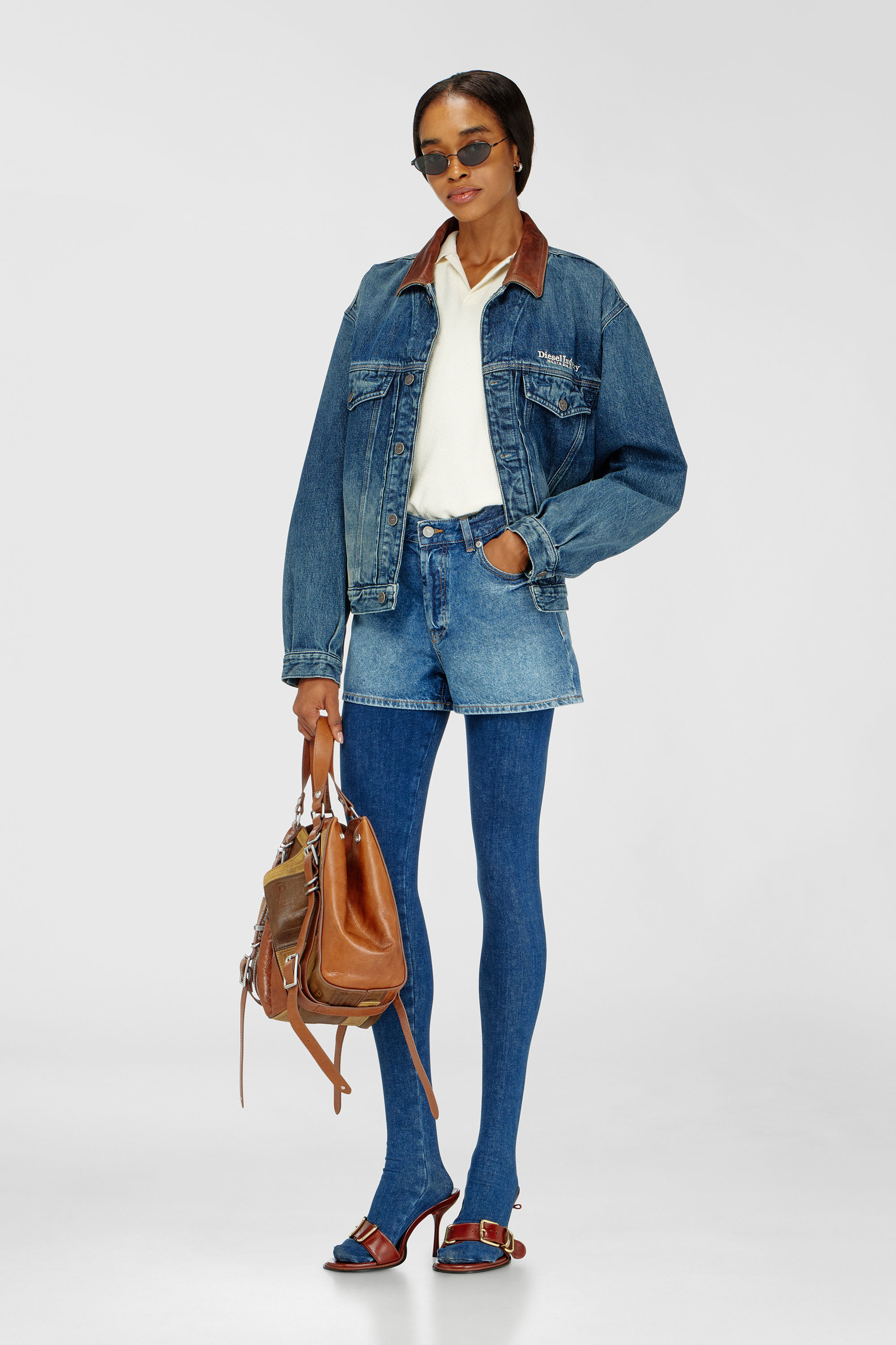 Diesel - D-ONE TOPHANDLE M, D-One-Sac medium &agrave; poign&eacute;e sup&eacute;rieure en cuir patchwork Mixte in Marron - 3