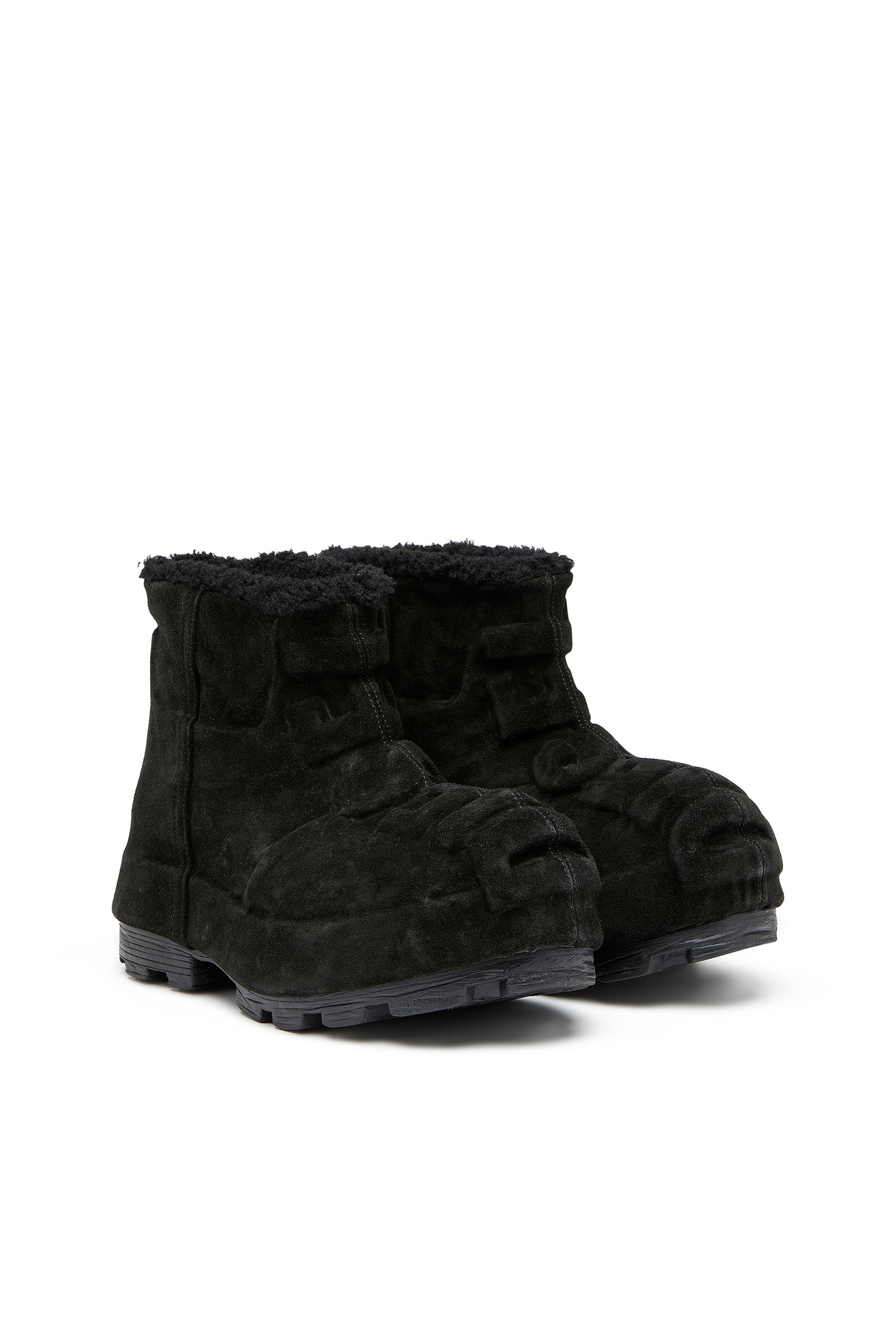 Diesel - D-HAMMER CH MD, D-Hammer-Bottines en cuir suédé avec logo embossé Mixte in Noir - 2