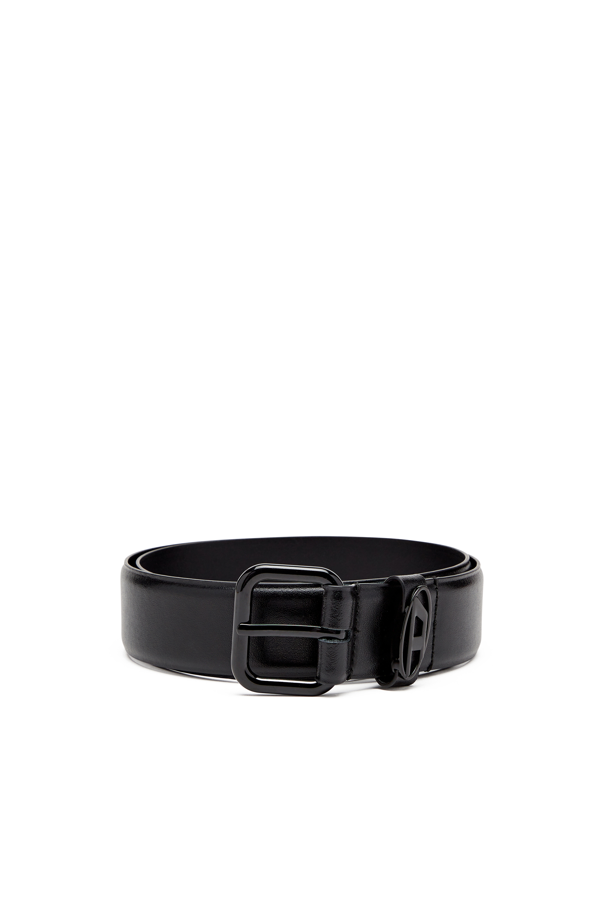 Diesel - B-1DR OVAL D LOOP, Ceinture 3.9 cm en cuir avec plaque à logo Mixte in Noir - 1