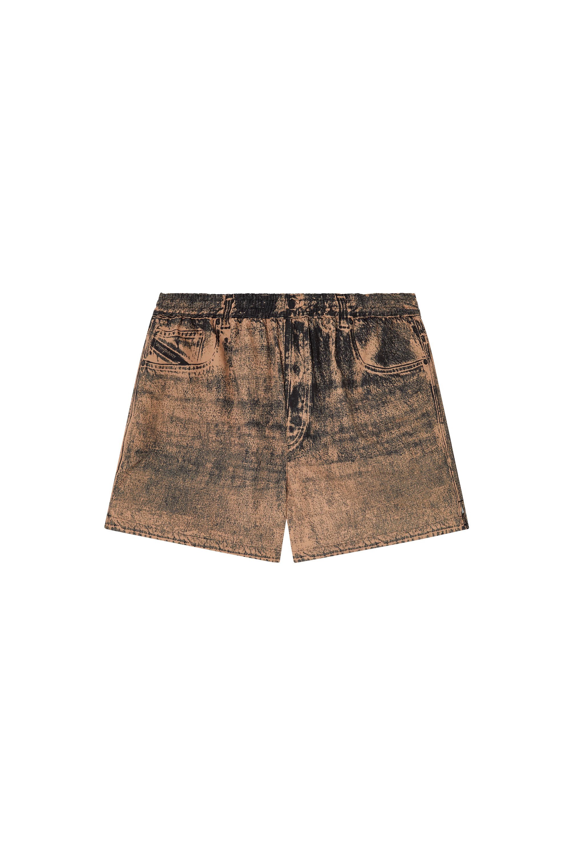 Diesel - KEN-37-DNM, Herren Mittellange Badeshorts mit Denim-Print in Schwarz/Braun - 4