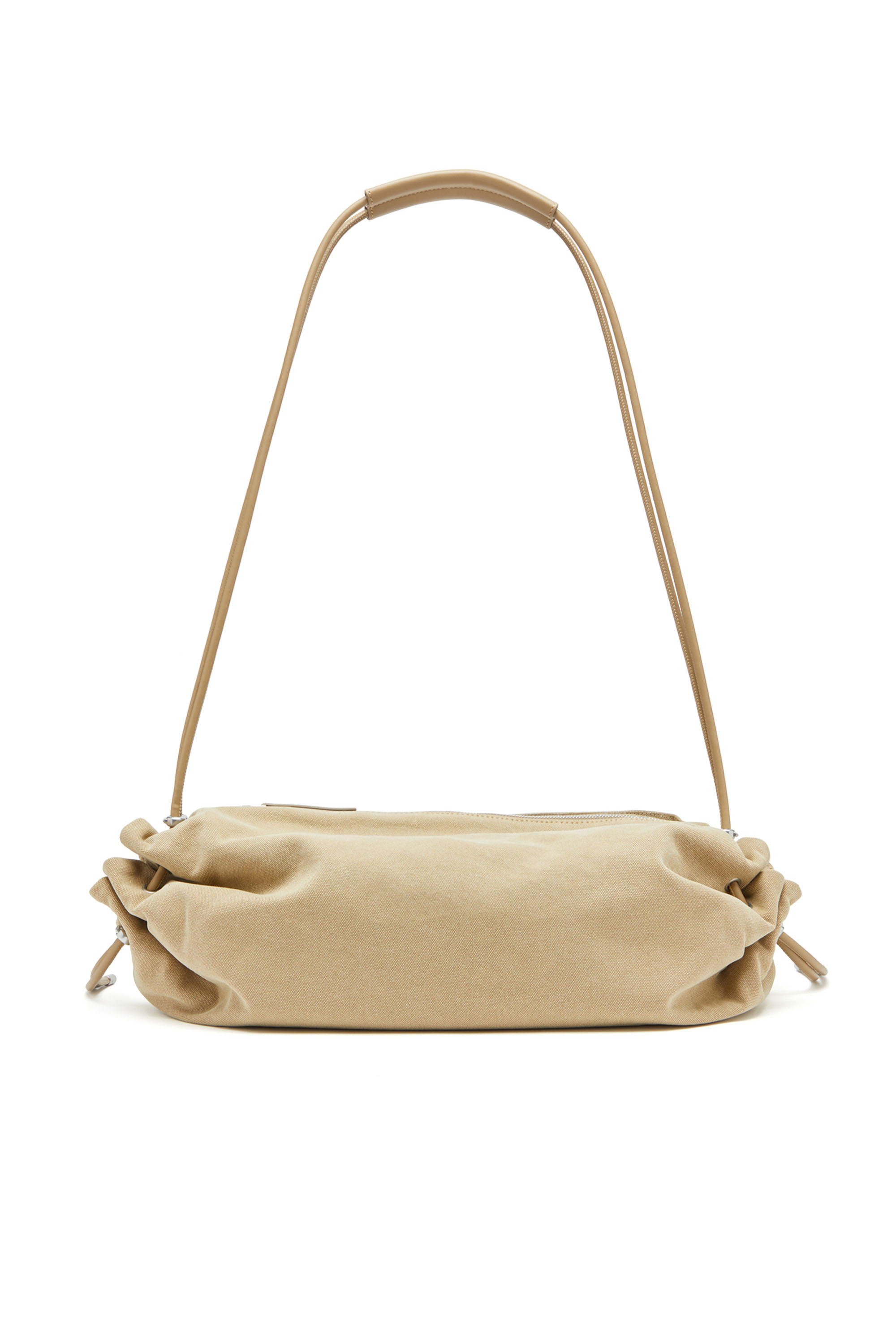 Diesel - SCRUNCH-D CROSSBODY L, Scrunch-D L-Sac polochon froissé en toile traitée Femme in Beige - 2