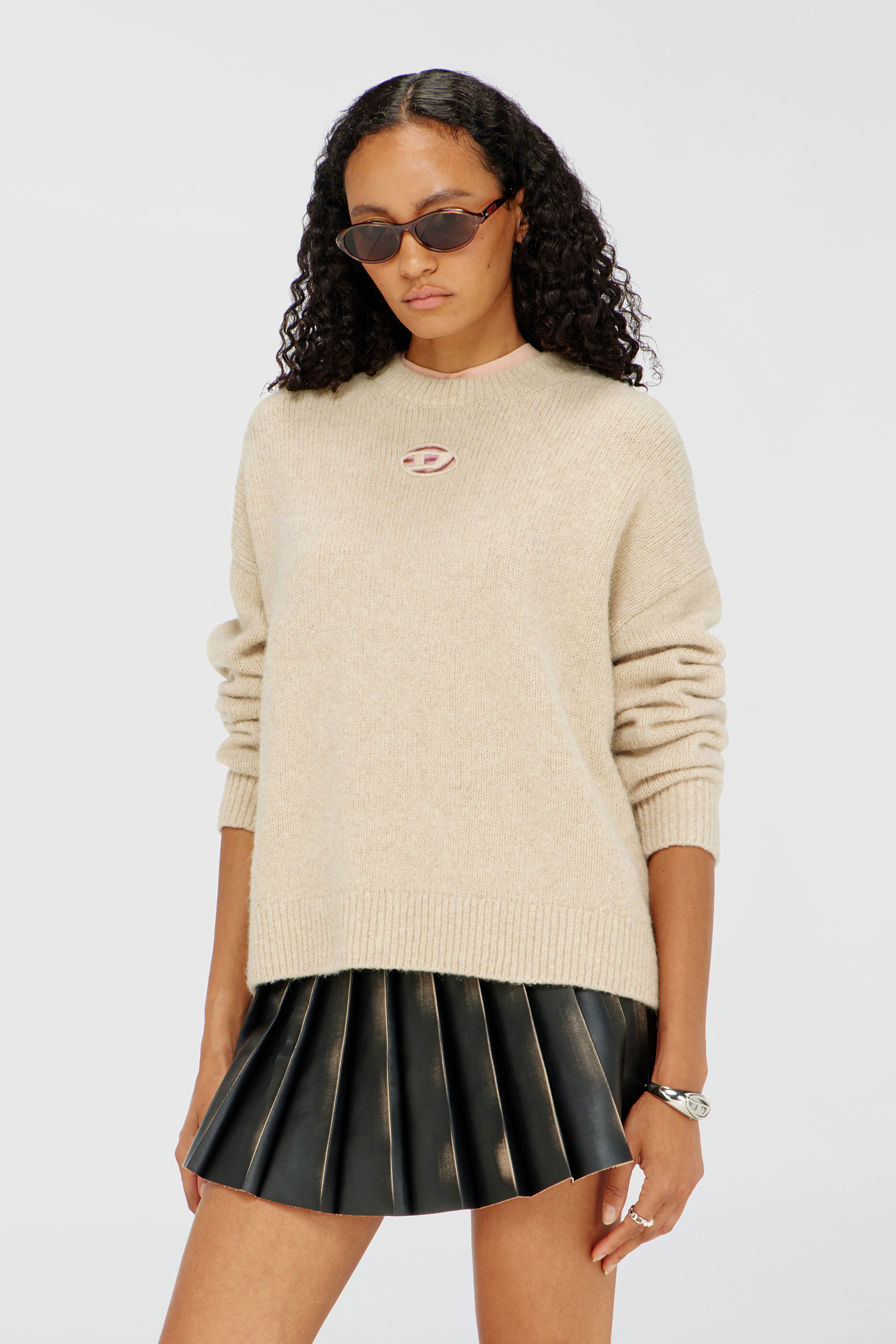 Diesel - M-AREETA, Maglia in misto lana e alpaca Donna in Beige - 1