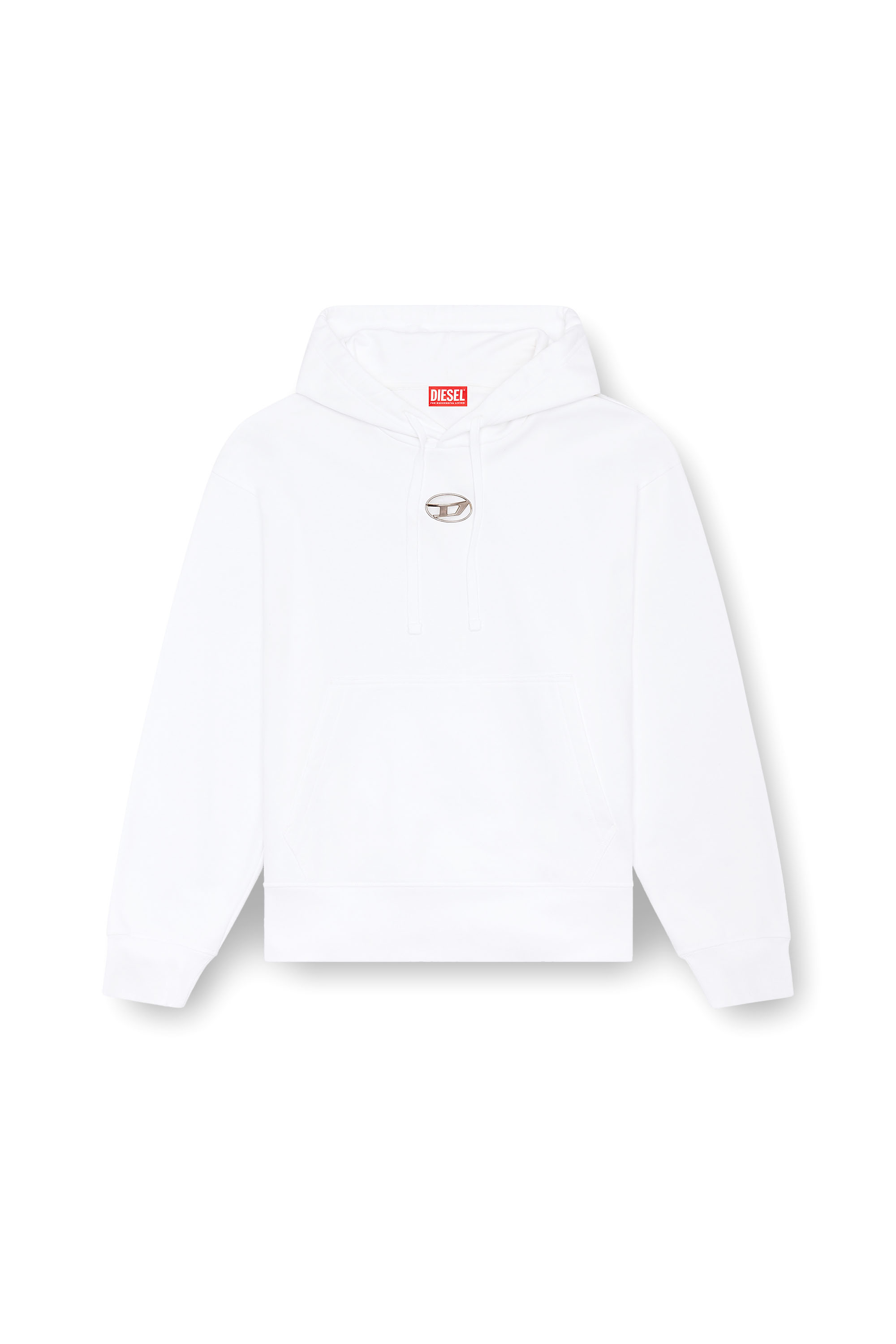 Diesel - S-MACS-HOOD-OD, Sweat-shirt &agrave; capuche oversize avec logo m&eacute;tallis&eacute; Homme in Blanc - 3