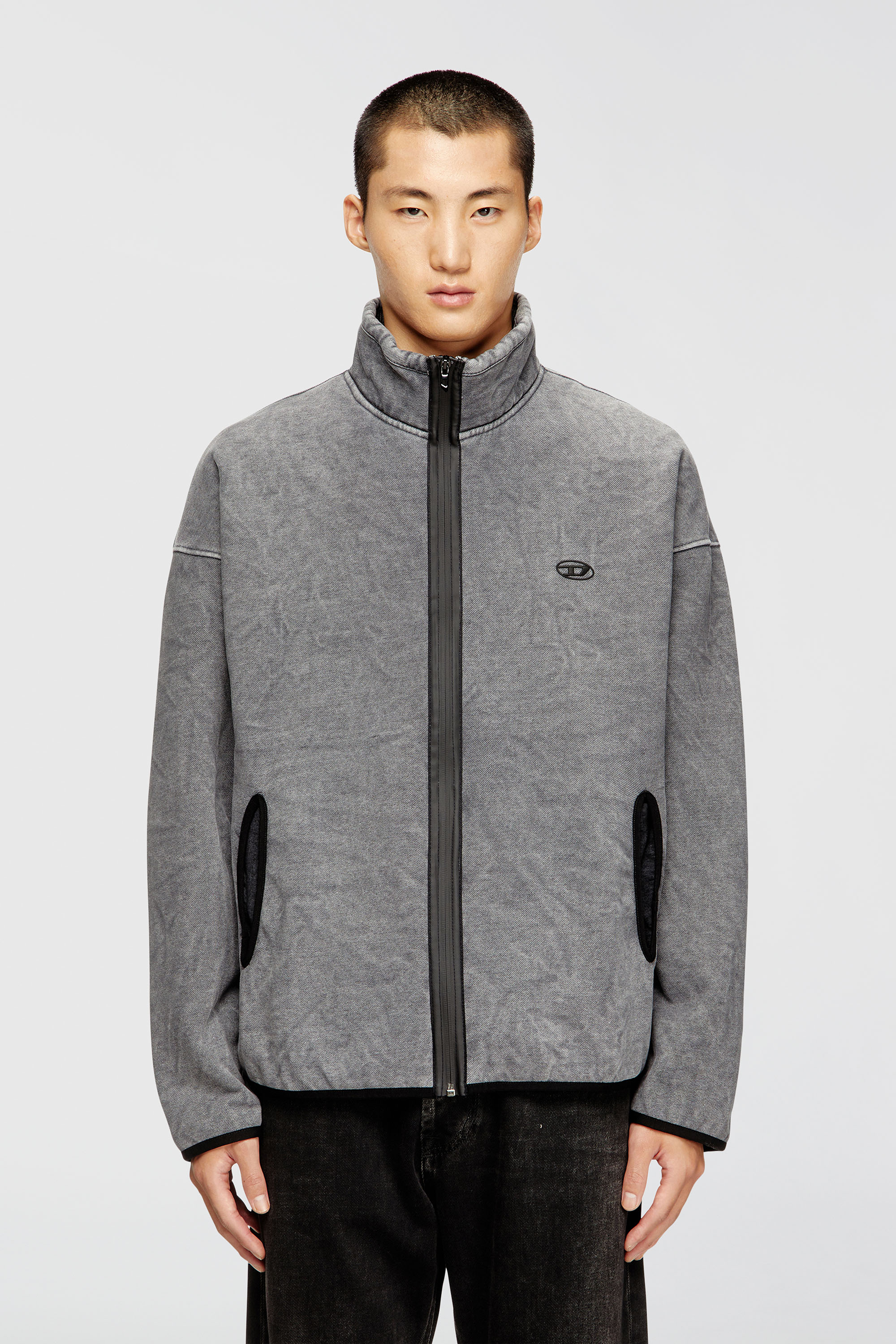 Diesel - S-BATY-NEW, Herren Sweatshirt mit Rei&szlig;verschluss und Innenfutter in Grau - 1