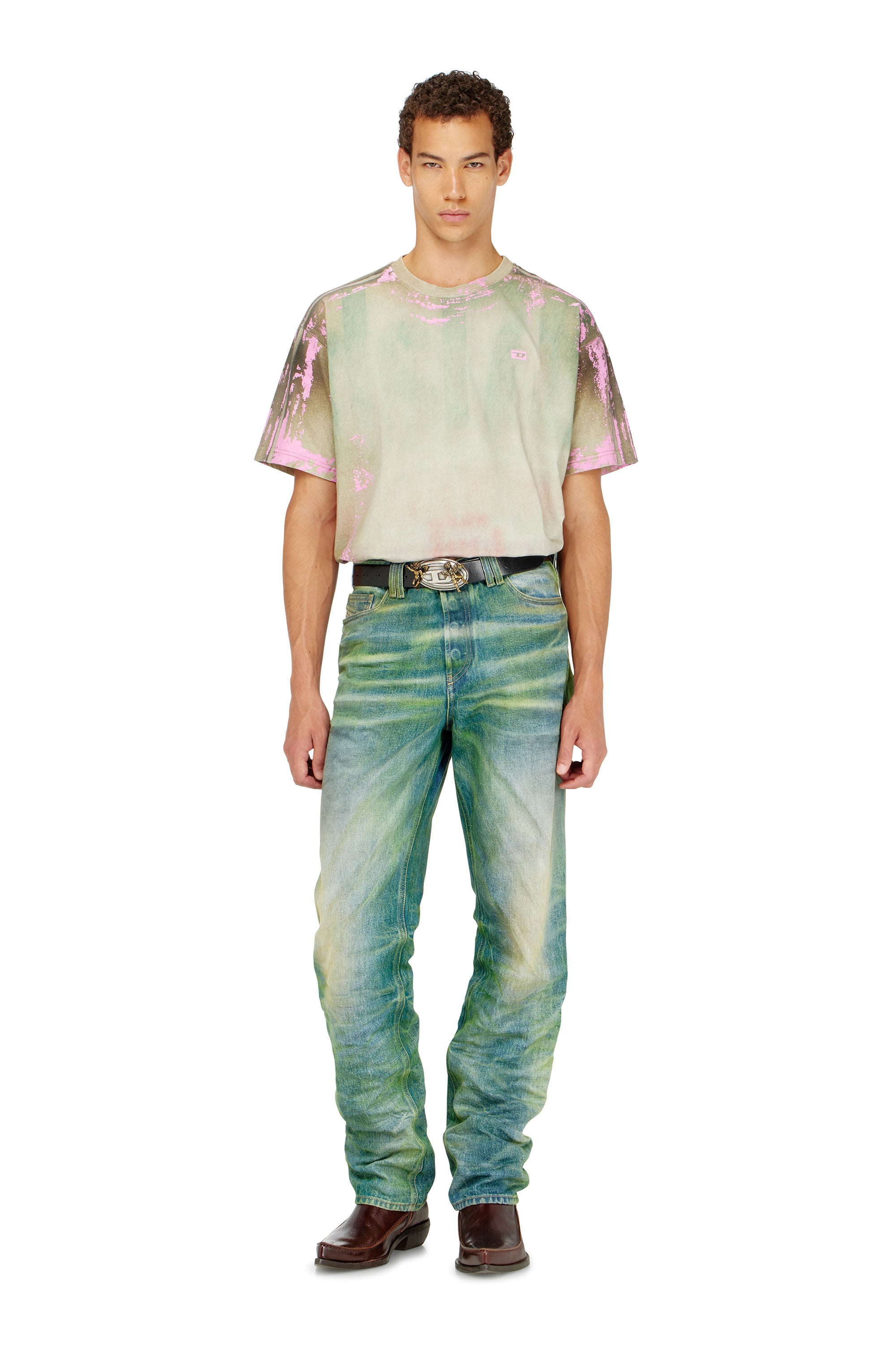 Diesel - T-FILMY-SHO, T-shirt en jersey effet cuir craquel&eacute; Homme in Polychrome - 2