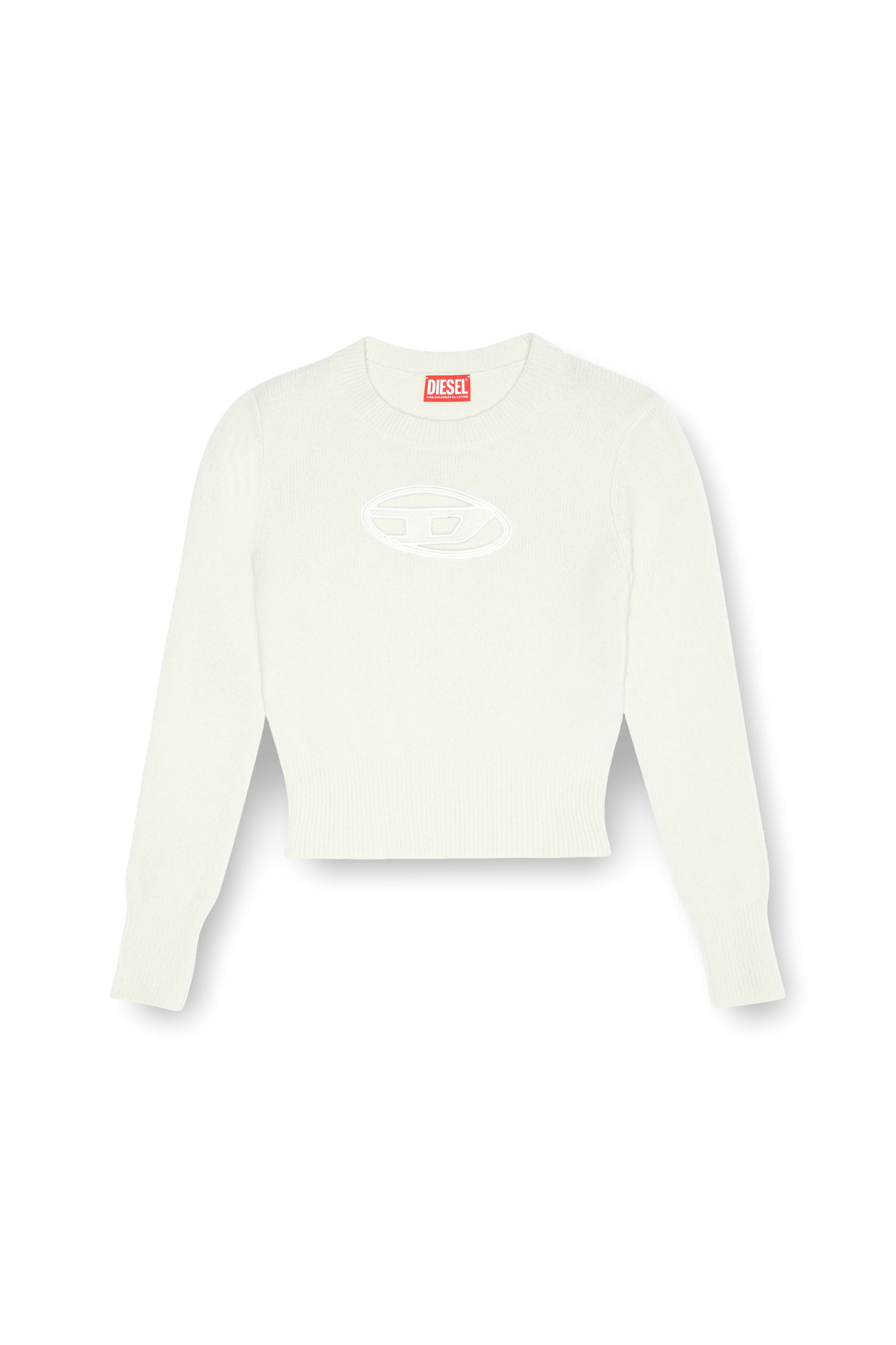 Diesel - M-AREESA, Woman Jumper with embroidered cut-out logo in White - Image 5