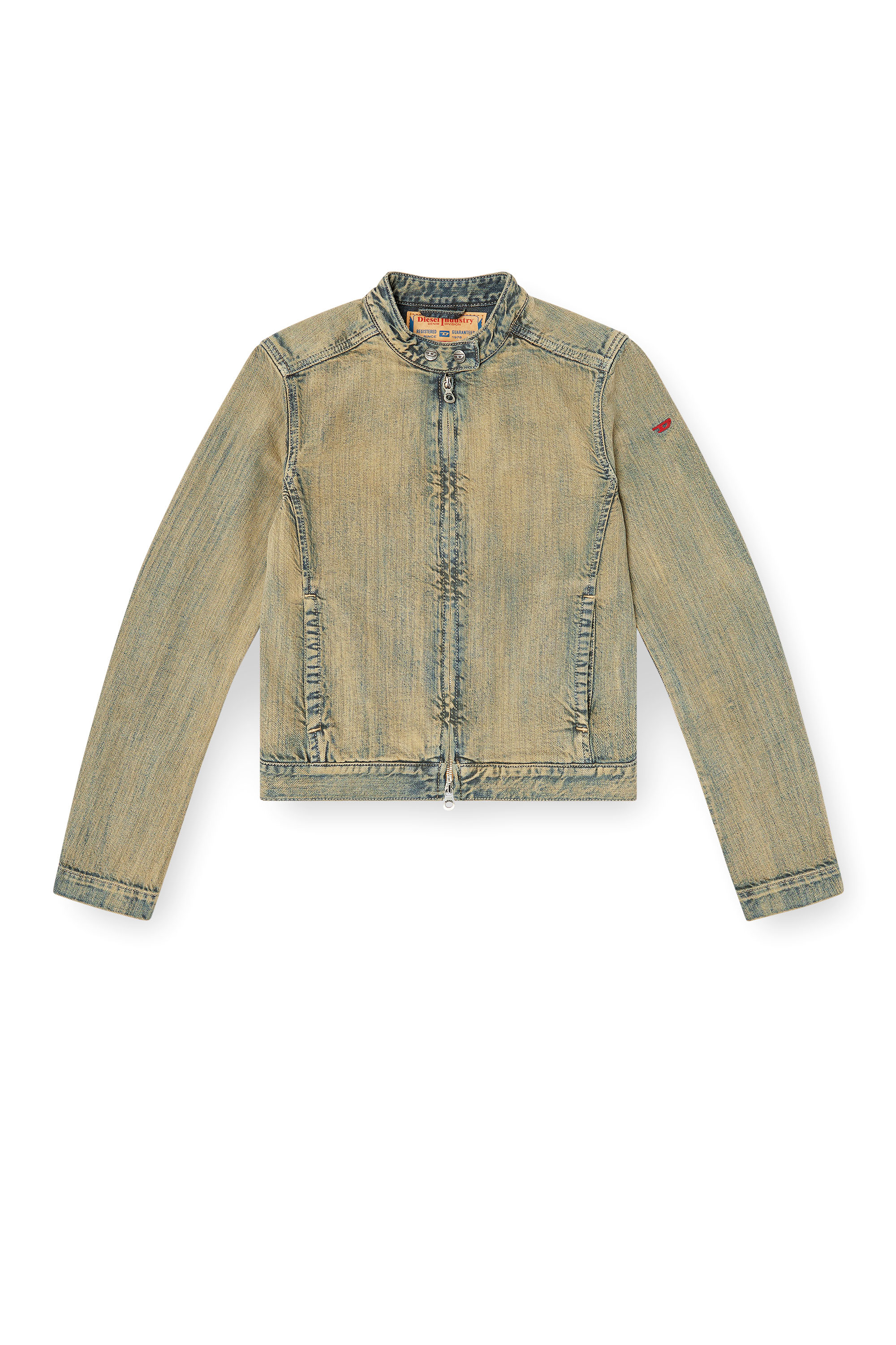 Diesel - DE-MORNIN, Giacca stile moto in denim gold-brush Donna in Blu - 3