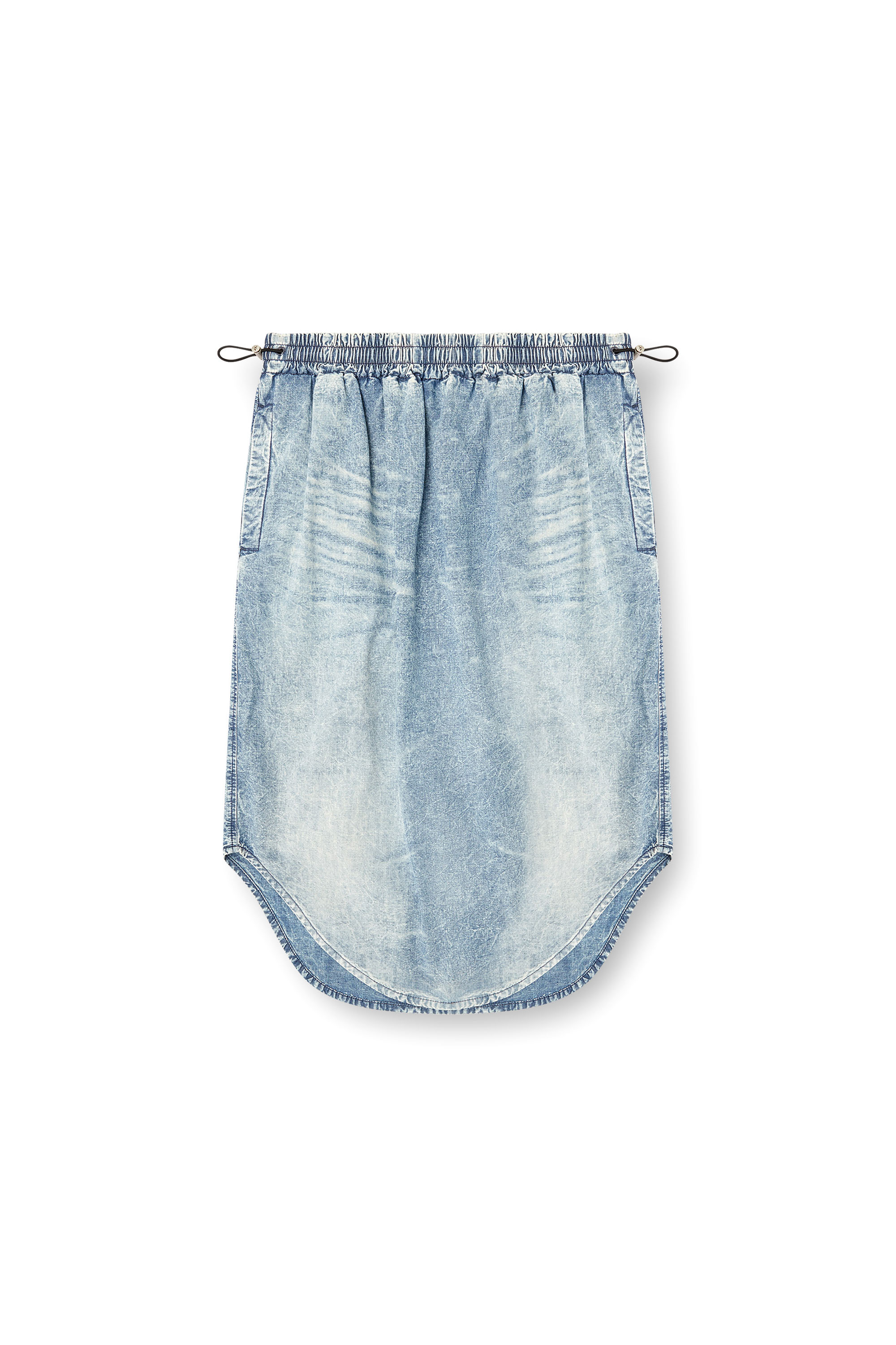 Diesel - DE-ASHLEY-S, Jupe midi en denim marbré Femme in Bleu - 3