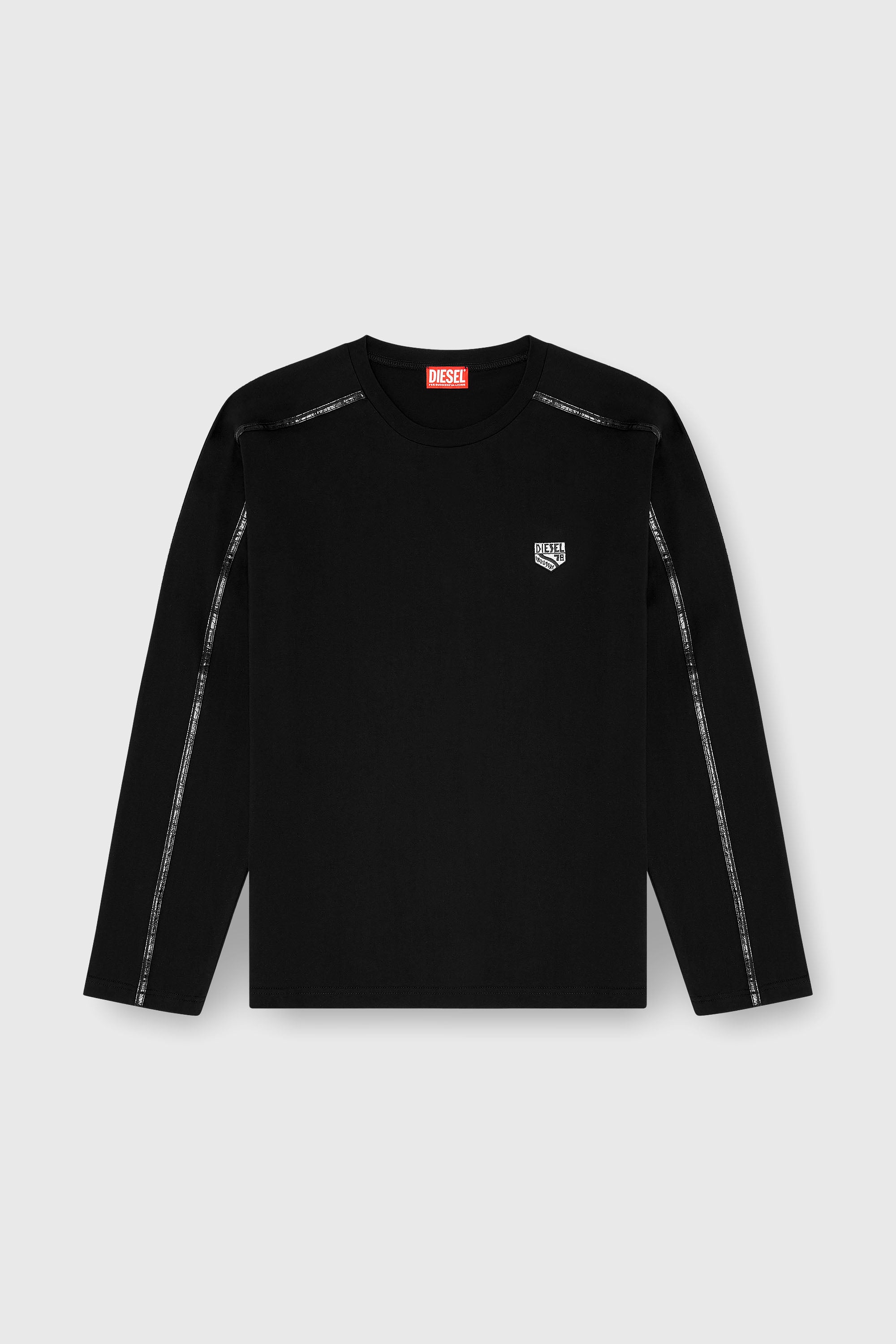 Diesel - T-NORM-LS-FL, Herren Langarm-T-Shirt mit tonalen Abschl&uuml;ssen in Schwarz - 2