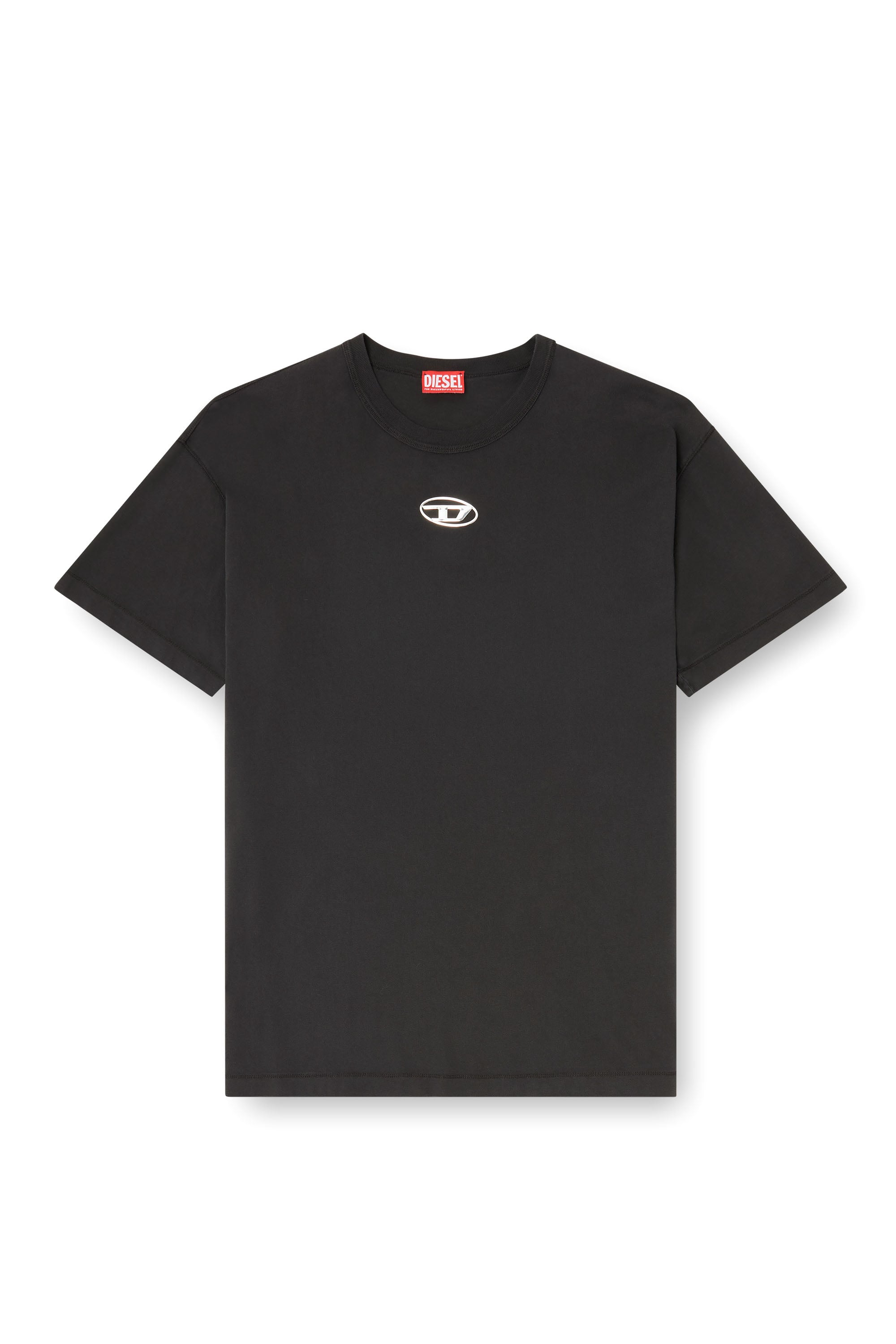 Diesel - T-NORM-IOD, T-shirt in cotone leggero con logo Oval D metallizzato Uomo in Nero - 3