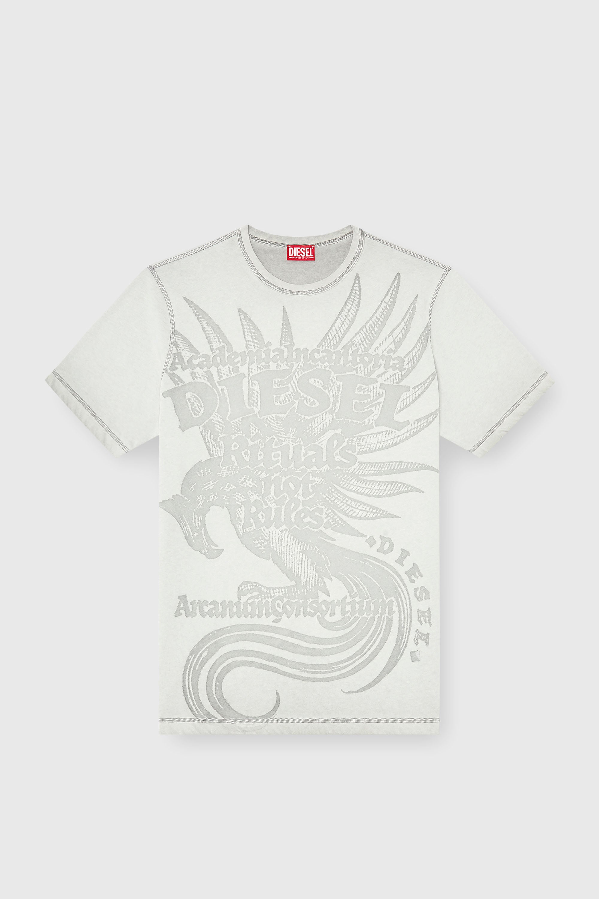 Diesel - T-RAWJUST-AA1, Herren Jersey-T-Shirt mit gepr&auml;gtem Motiv in Hellgrau - 2