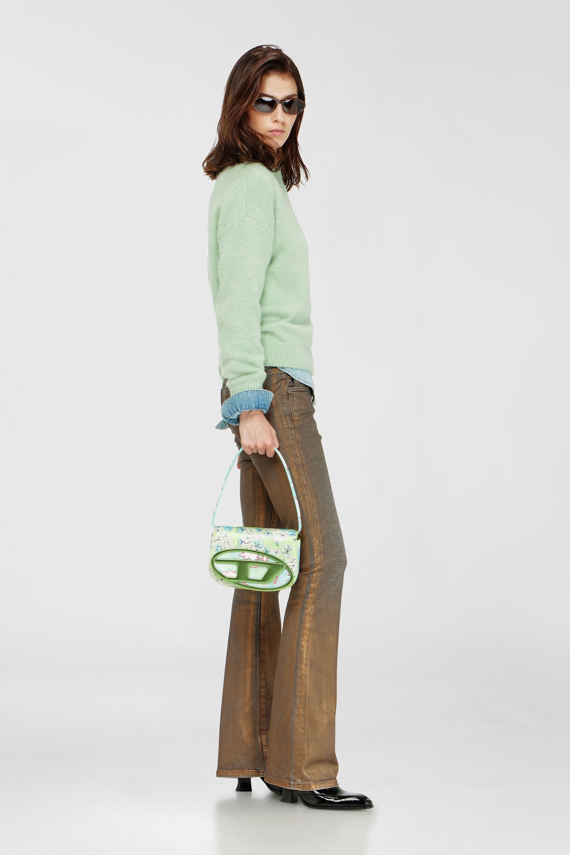 Diesel - 1DR, Damen 1DR-Ikonische Schultertasche mit Blumenmuster in Gr&uuml;n - 2