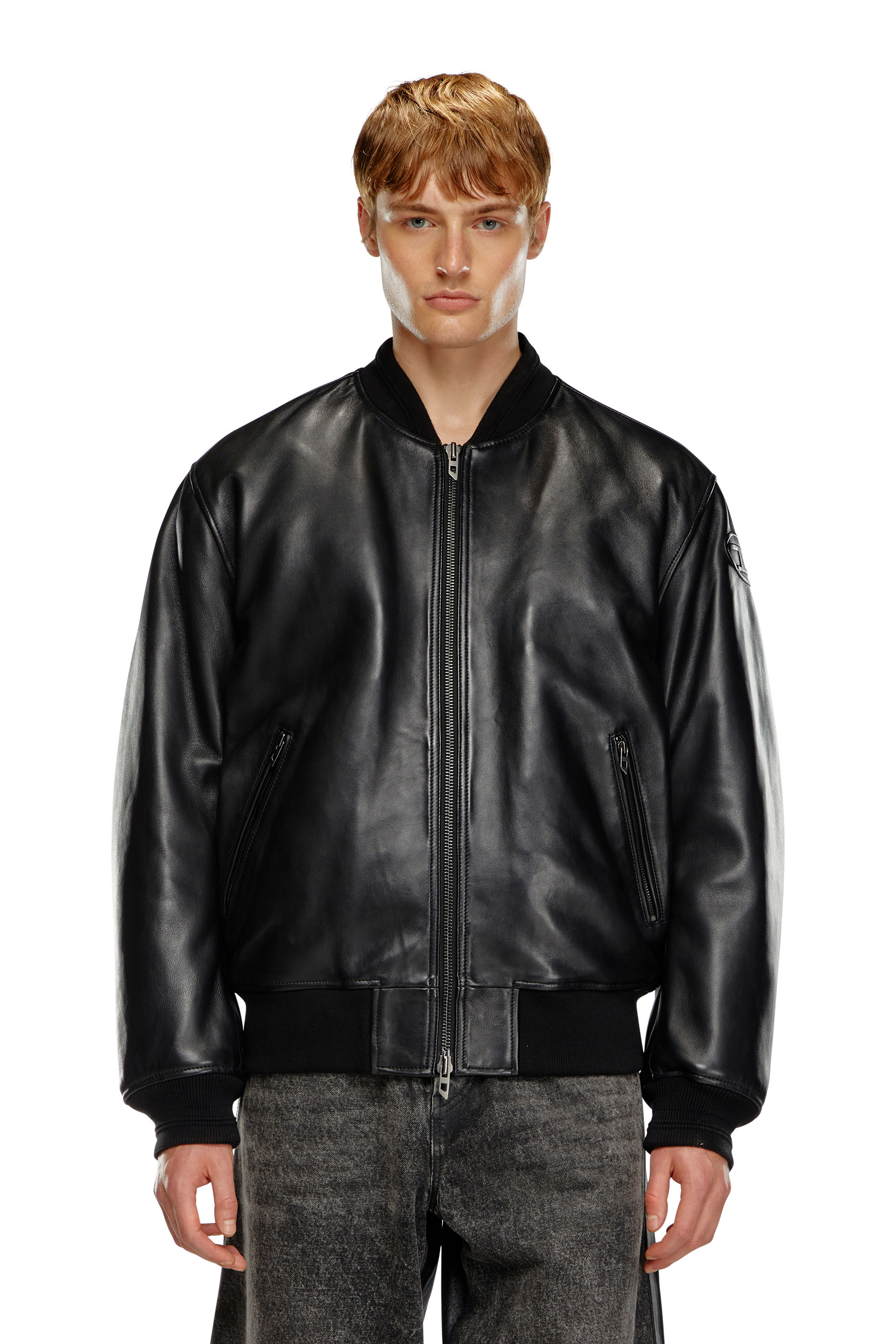 Diesel - L-KHAN, Veste bomber en cuir Homme in Noir - 6