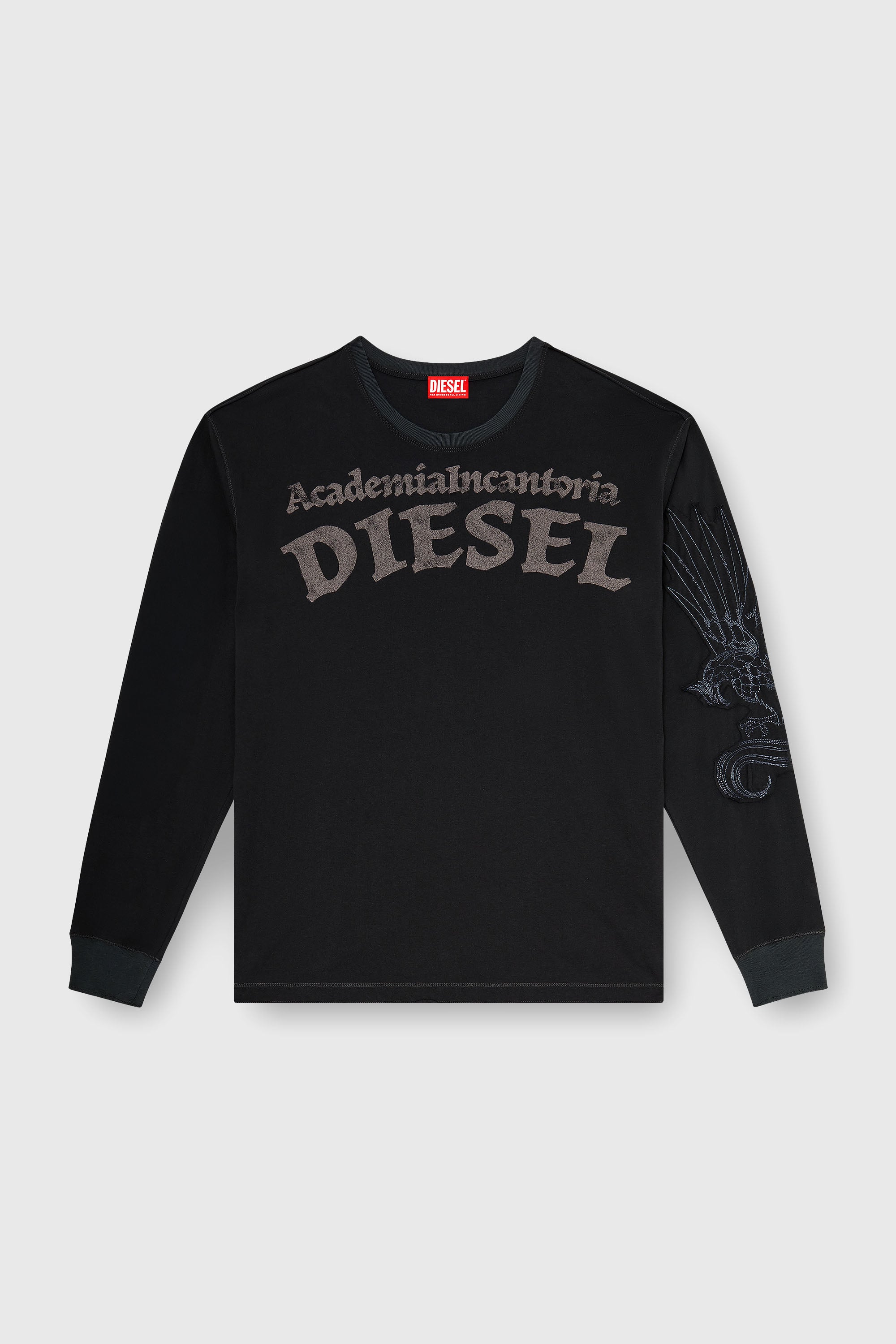 Diesel - T-NORM-LS-AA3, Herren Langarm-T-Shirt mit Prints und Patches in Schwarz - 2