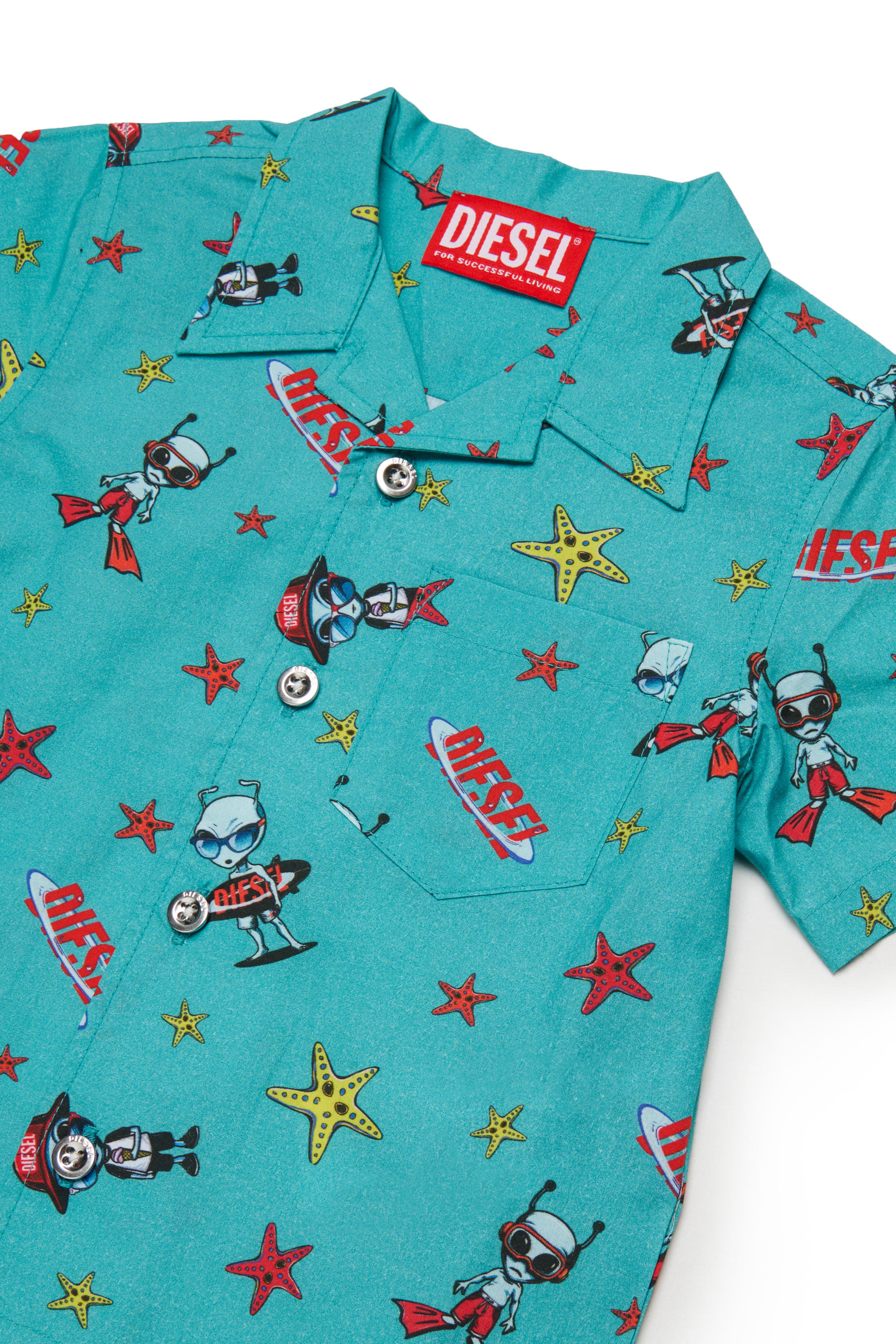 Diesel - MCALYB, Herren Baumwollhemd mit Allover-Prints in Wassergr&uuml;n - 3