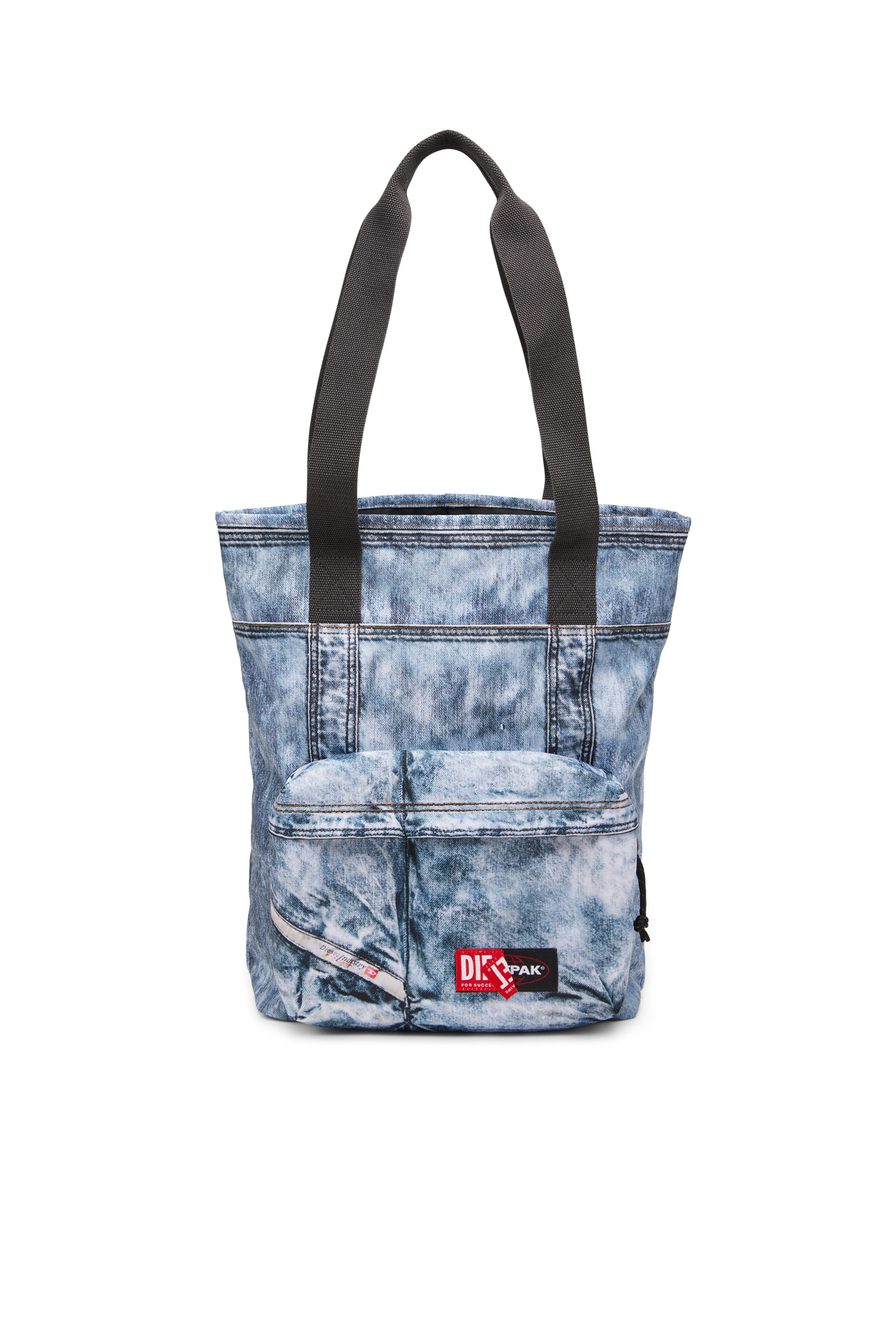 Diesel - DIESEL TOTE, Tote bag in denim trompe l'oeil Unisex in Blu - 1