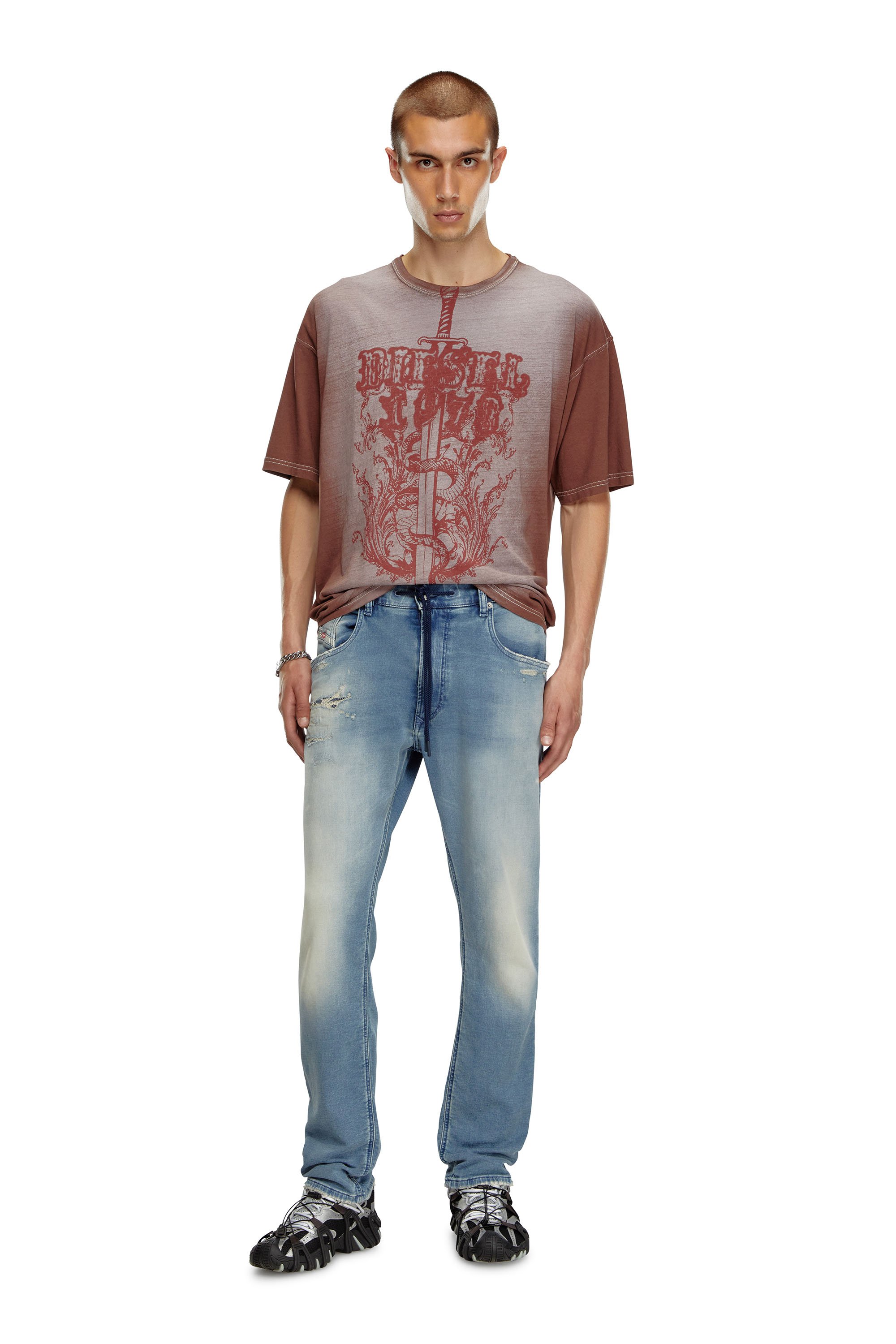 Diesel - Homme Tapered 2030 D-Krooley Joggjeans® 068MF, Bleu Clair - Image 2