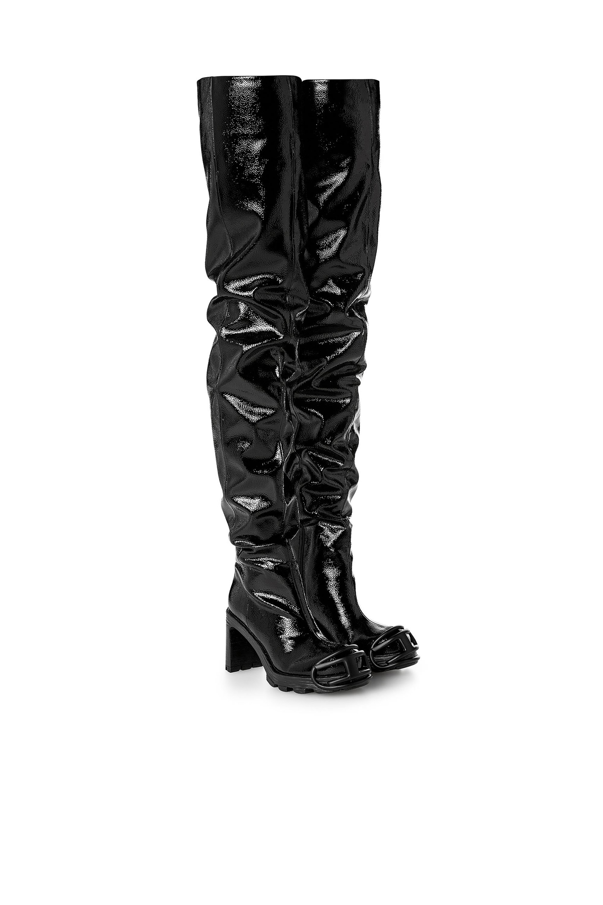 Diesel - D-HAMMER TBT D W, D-Hammer-Cuissardes effetto glossy Donna in Nero - 2