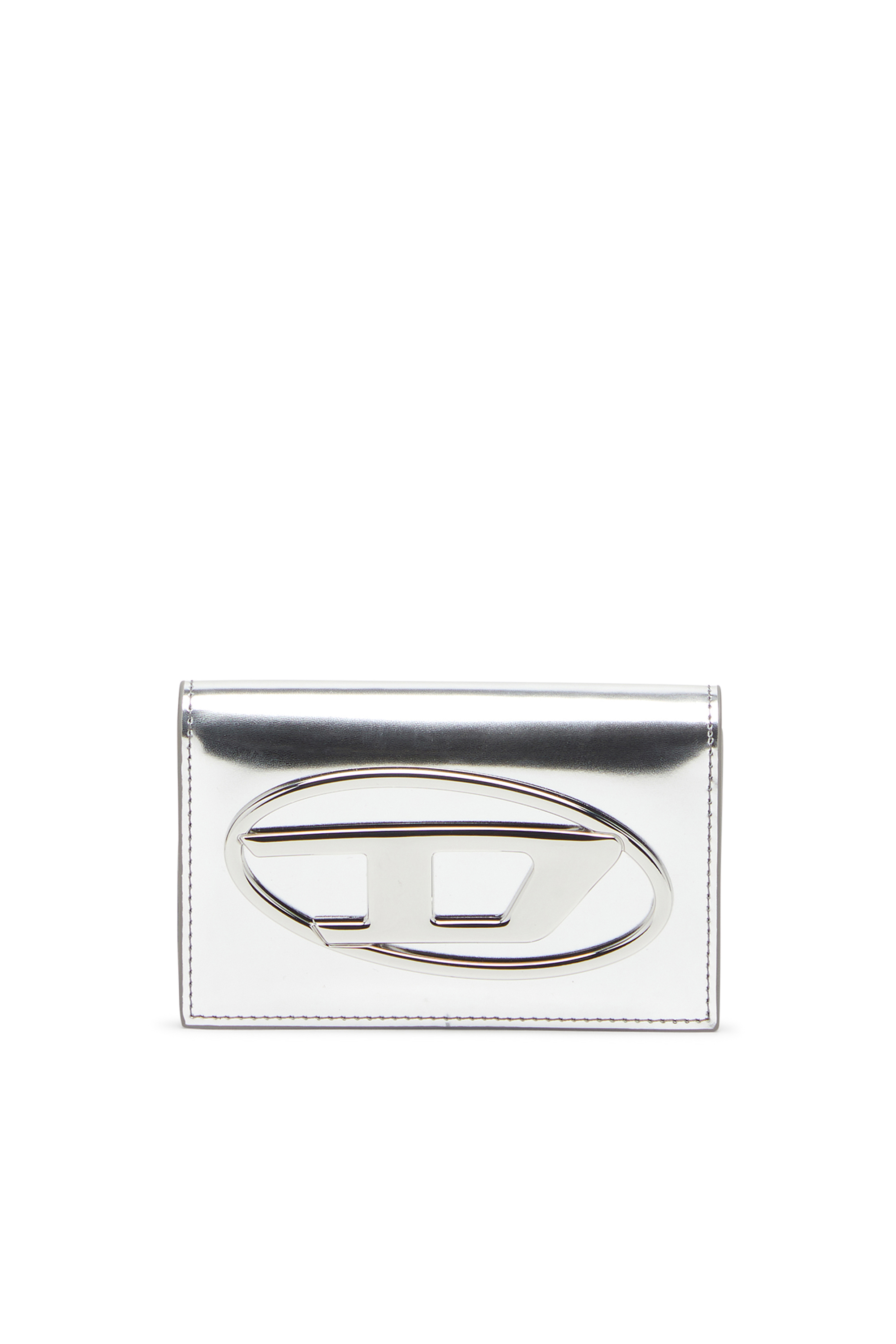 Diesel - 1DR CARD HOLDER IV, Porte-cartes en cuir métallisé Femme in Gris argenté - 1