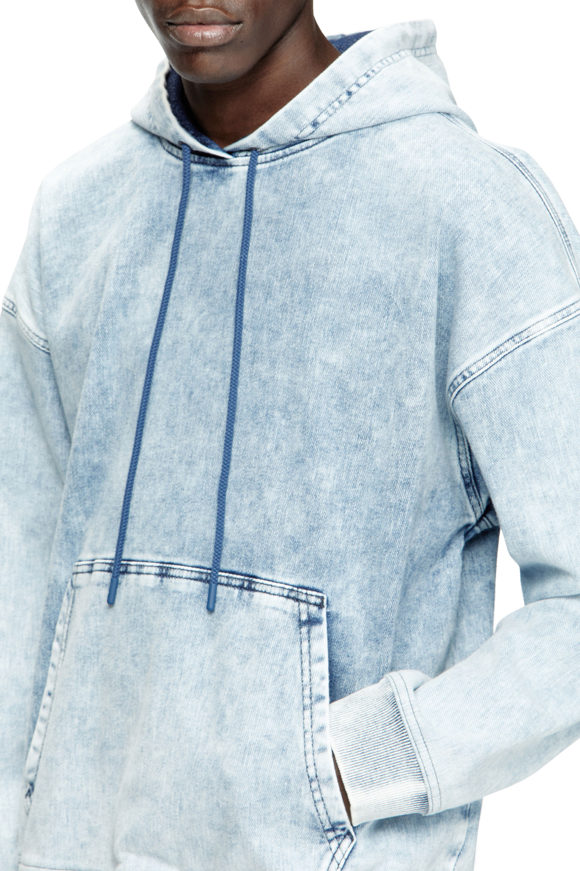 Diesel - D-REBBIT-S-TRACK, Sweatshirt à capuche en denim marbré Mixte in Bleu - 5
