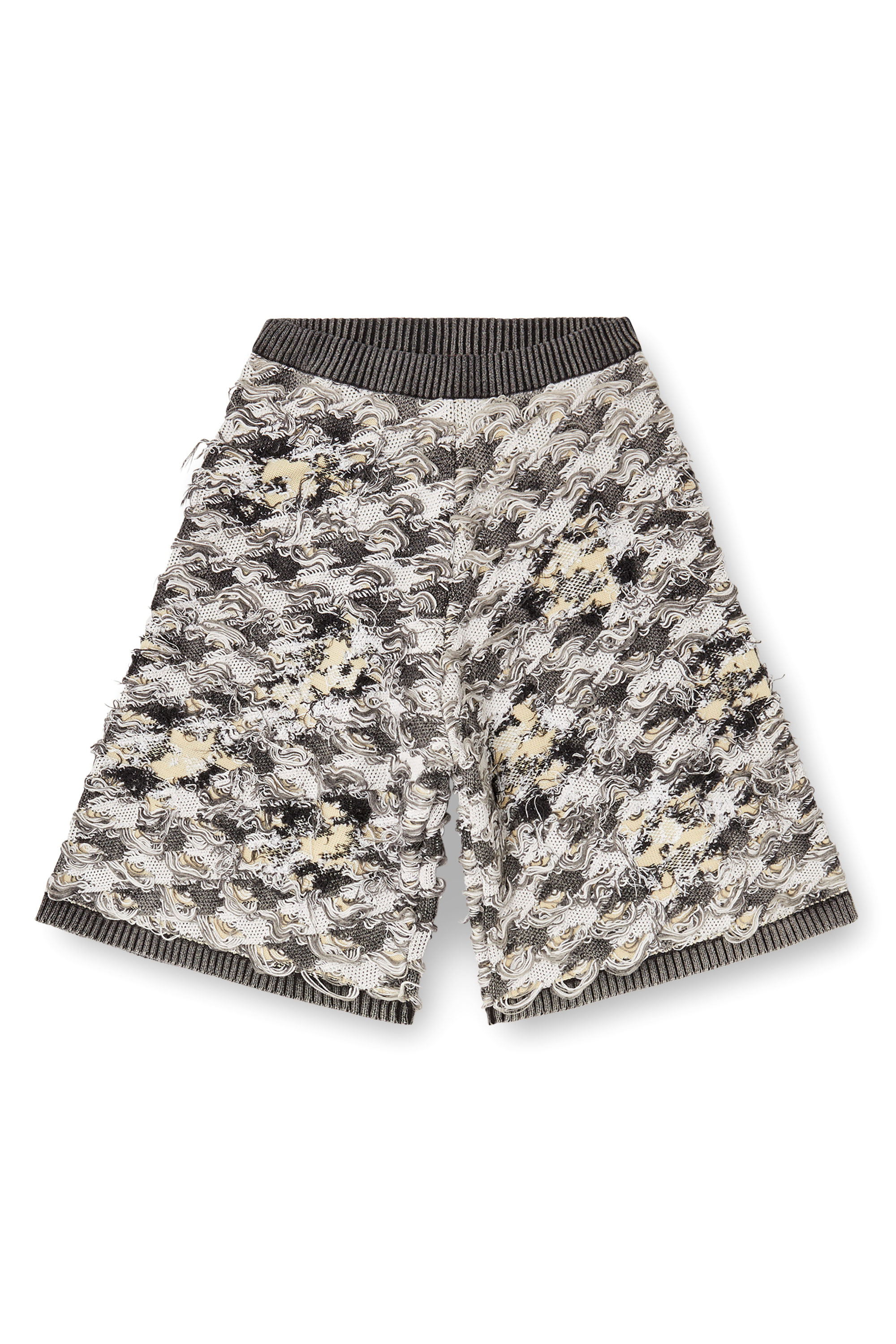 Diesel - M-VANJA, Damen Destroyed-Hahnentritt-Jacquard-Shorts in Grau/Weiss - 3