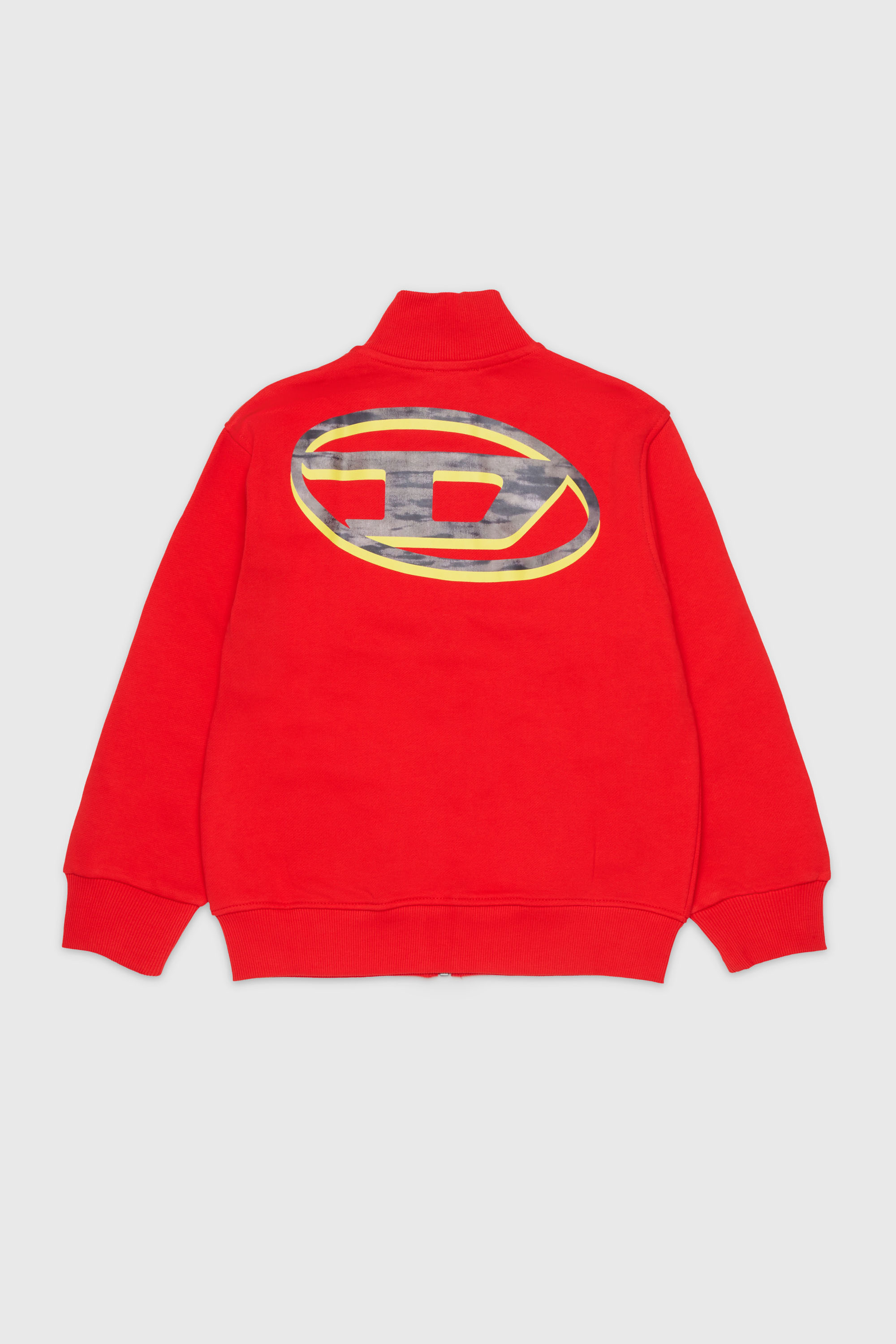 Diesel - SVELLYZIP OVER, Sweatshirt zipp&eacute;e avec imprim&eacute; Oval D bicolore Homme in Rouge - 2