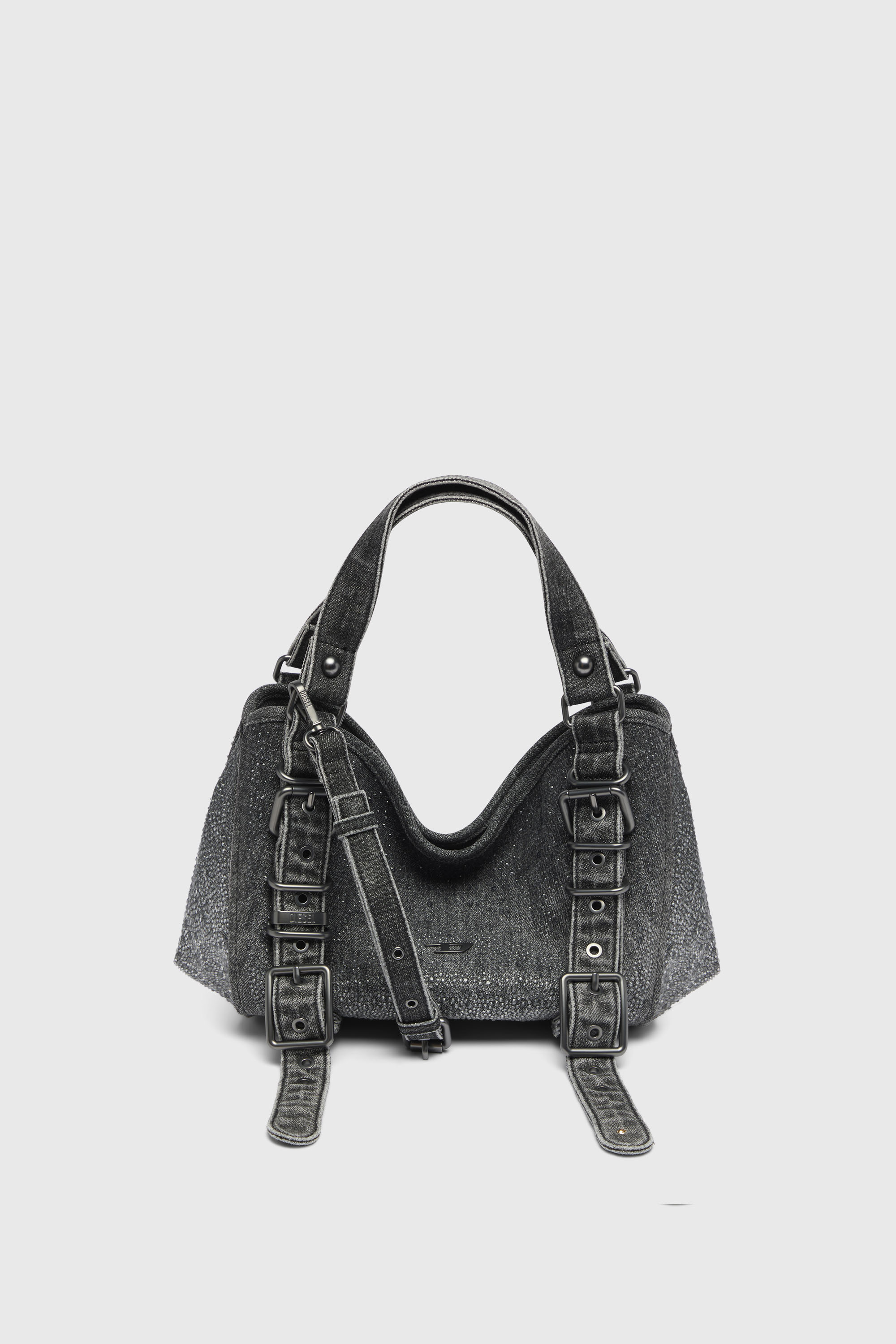 Diesel - D-ONE TOPHANDLE S, D-One-Sac small &agrave; poign&eacute;e sup&eacute;rieure en denim solaris&eacute; orn&eacute; de cristaux Femme in Noir - 2