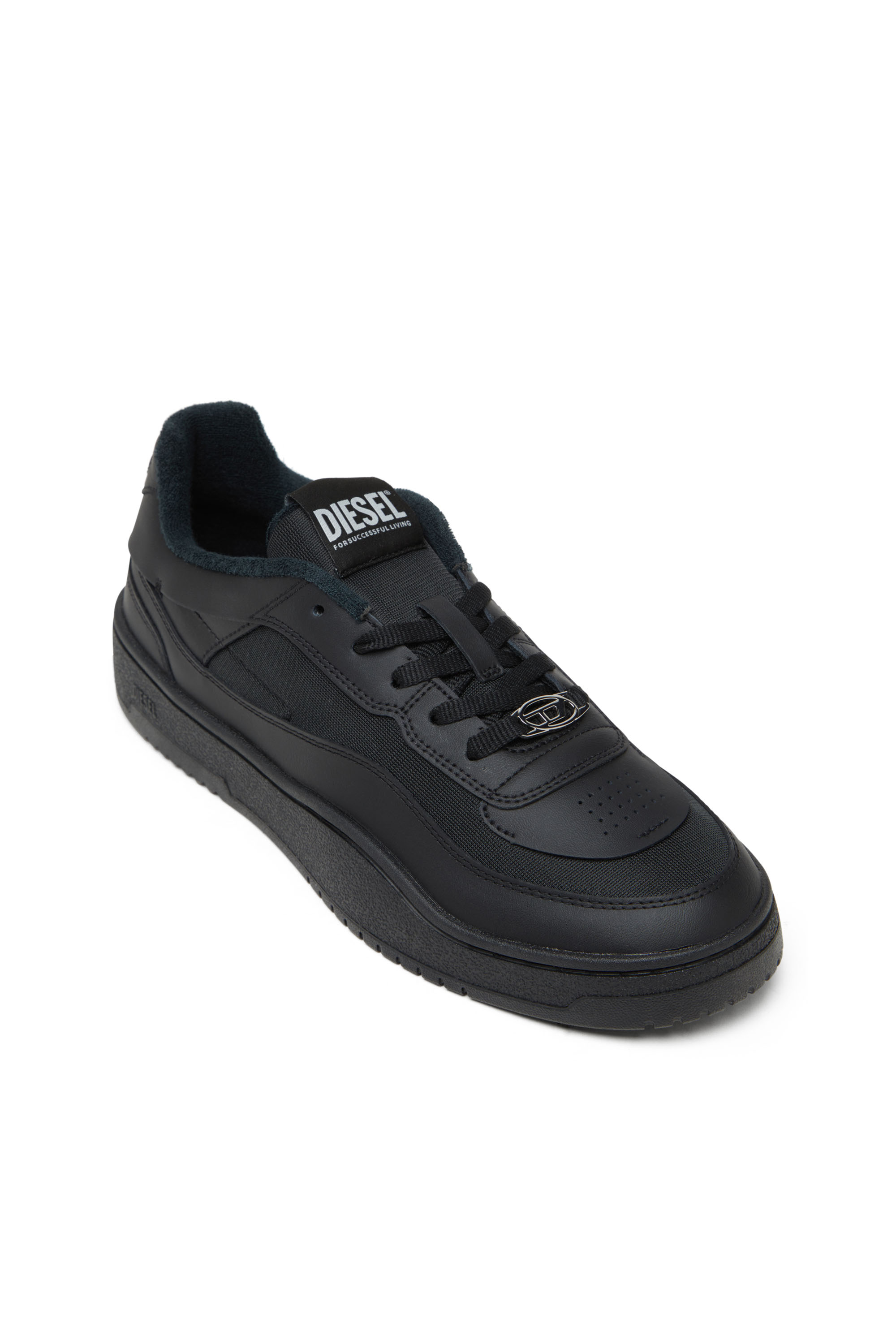 S-OVAL SKATE LOW, Schwarz Diesel - S-OVAL SKATE LOW, Herren S-Oval Skate-Sneakers aus Leder mit Einsatz aus Stoff in Schwarz - 6
