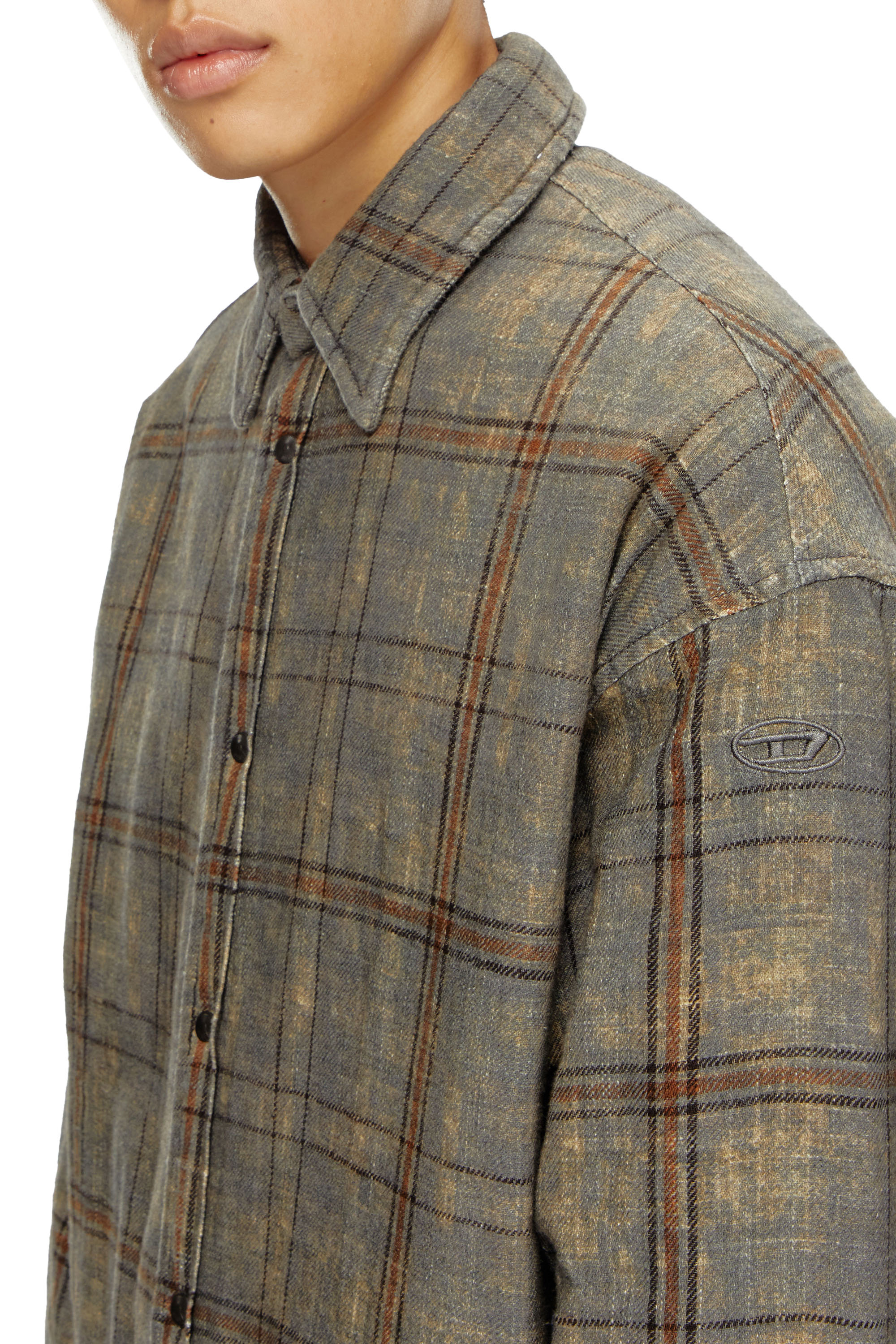 Diesel - S-HAMME, Man Padded jacket in checked slub cotton in Multicolor - Image 4