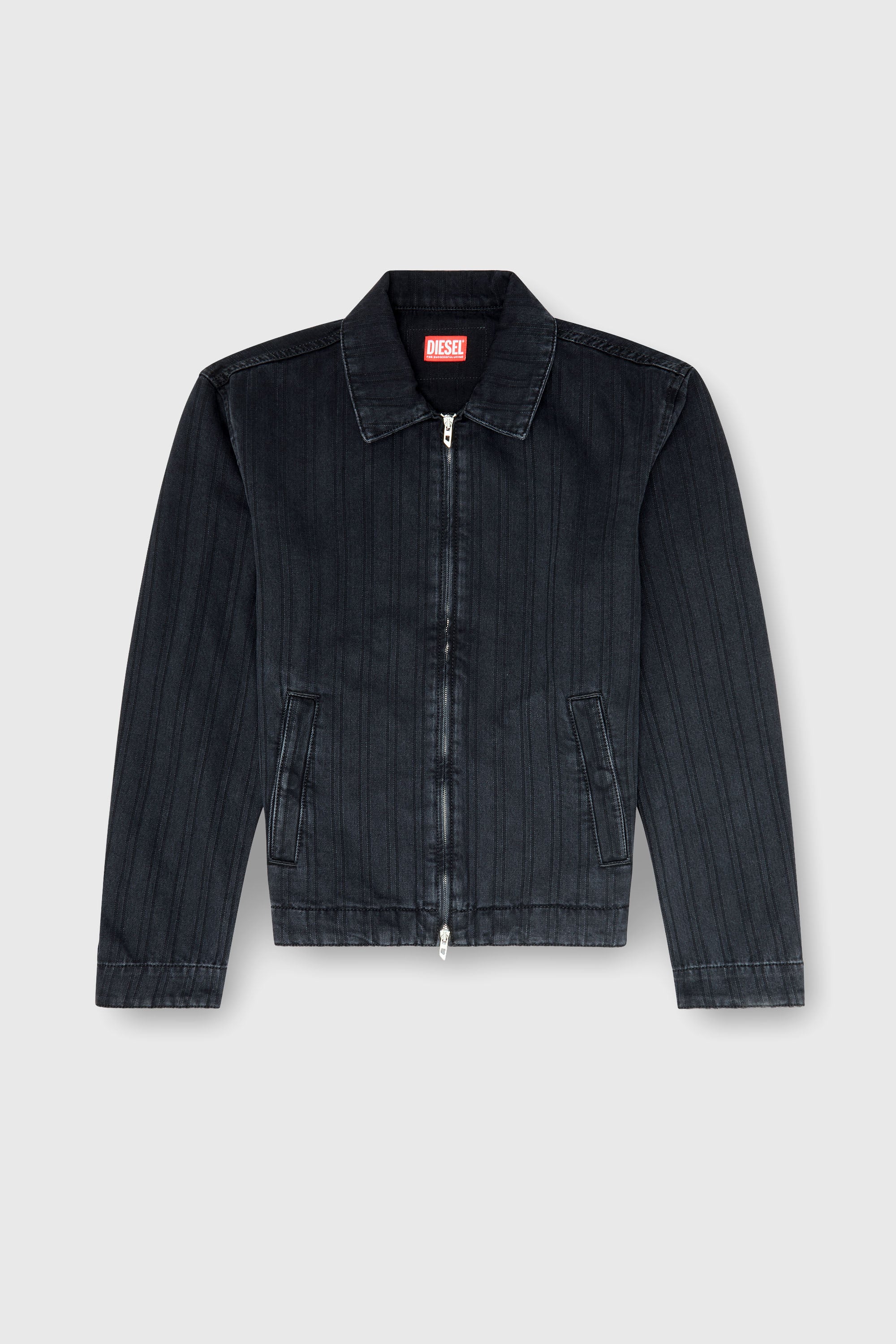 Diesel - D-ROHE, Giacca in denim gessato Uomo in Nero - 2
