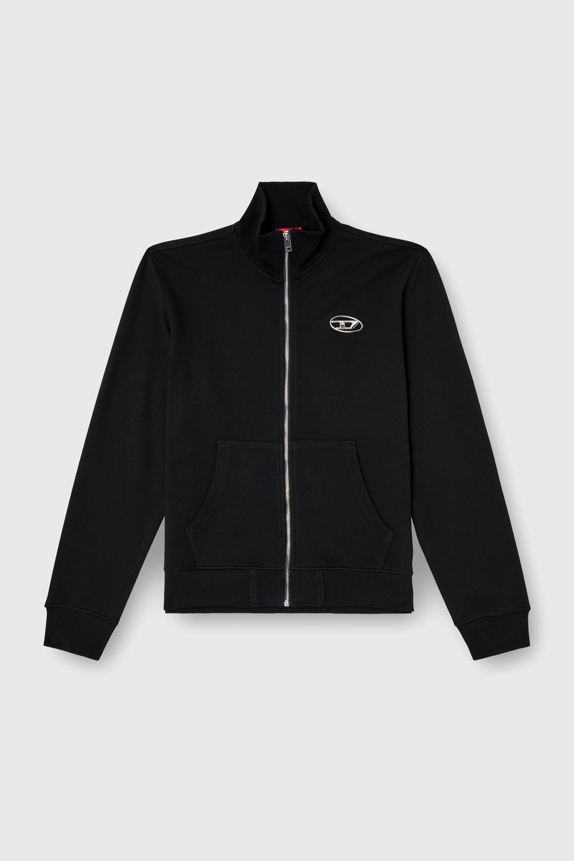 Diesel - S-GINNI-ZIP-OD, Man's Zip-up sweatshirt with metallic logo in Black - 2