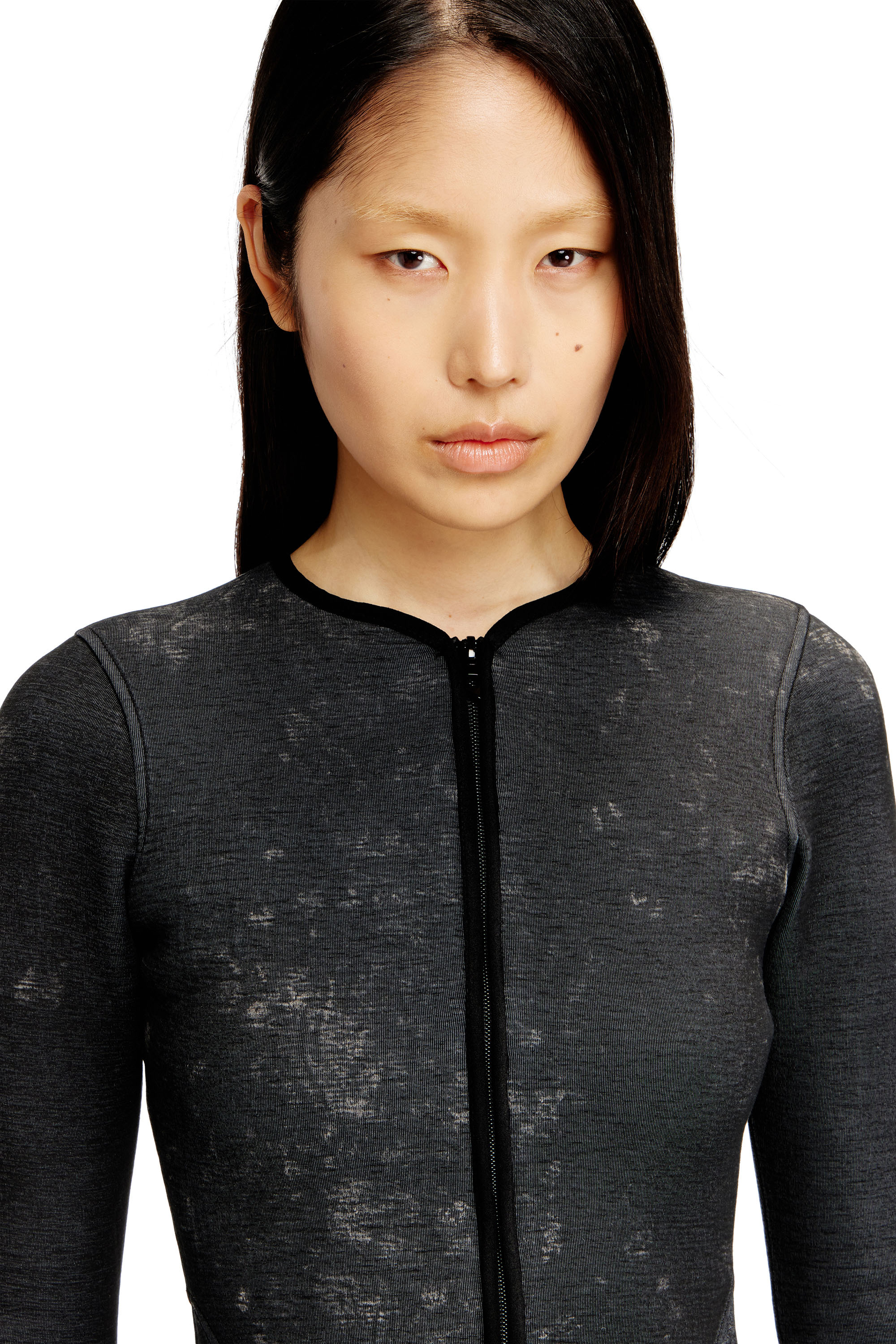 Diesel - D-EOPRE, Damen Kurzes Kleid aus marmoriertem Scuba in Dunkelgrau - 5