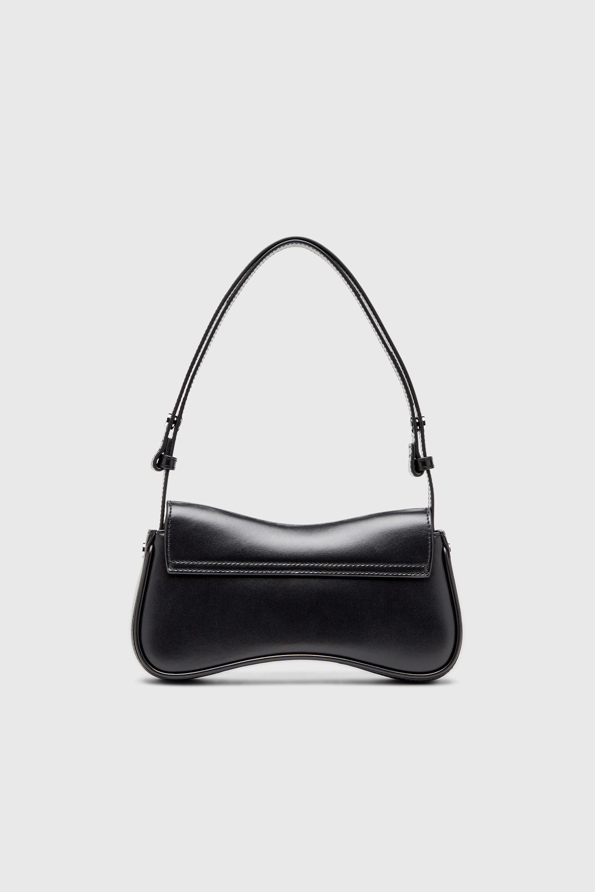 Diesel - PLAY CLUTCH, Damen Play-Schultertasche aus semigl&auml;nzendem Leder in Schwarz - 2