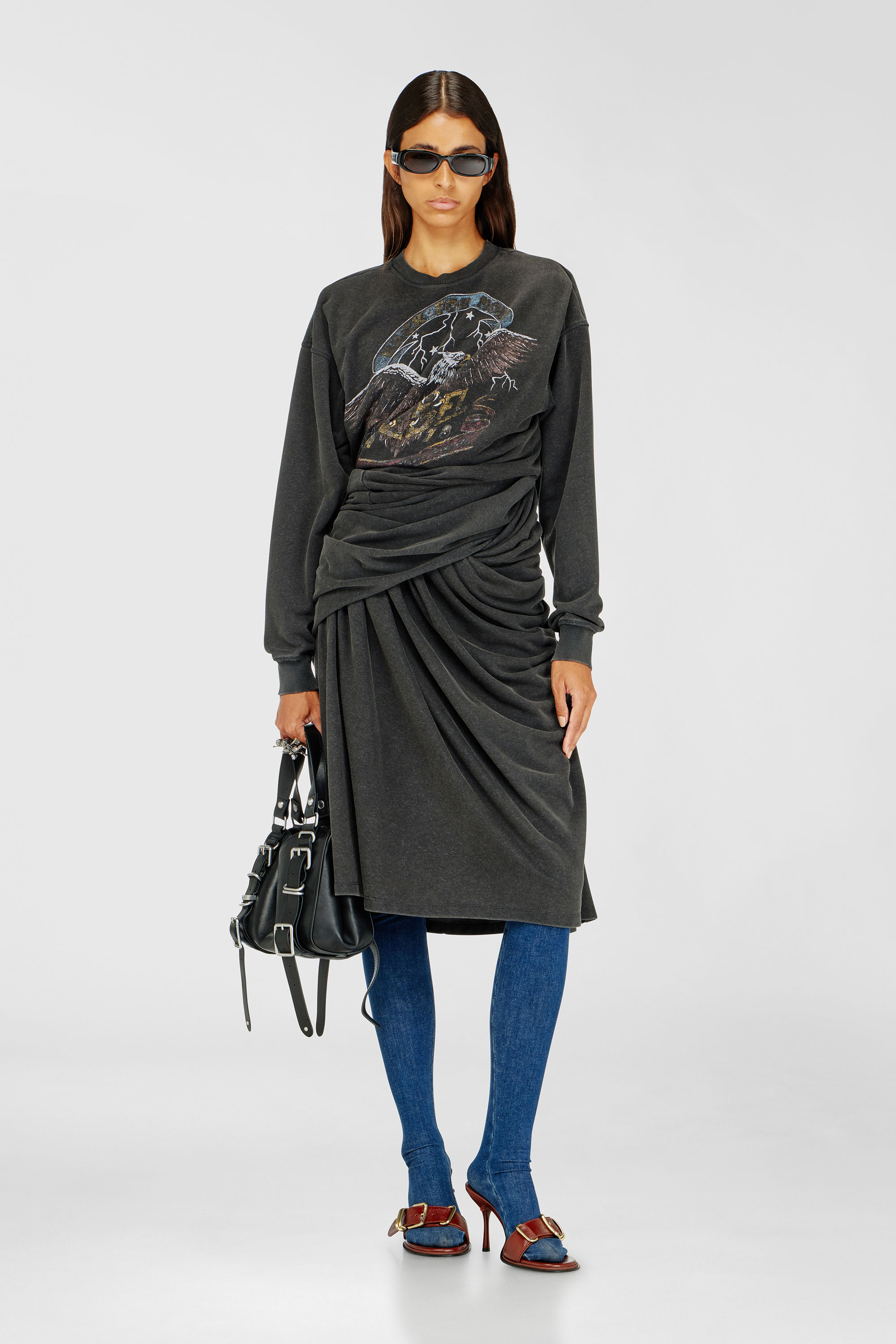 Diesel - D-NENCY, Abito in felpa con grafiche concerto Donna in Nero - 2