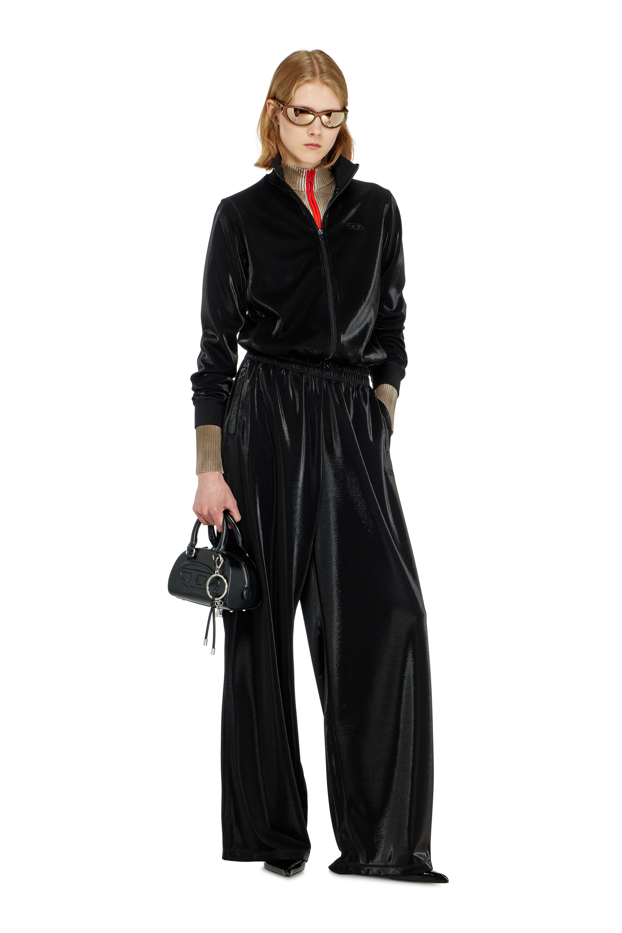 Diesel - F-ROSY, Felpa con zip effetto piquet lucido Donna in ToBeDefined - 1