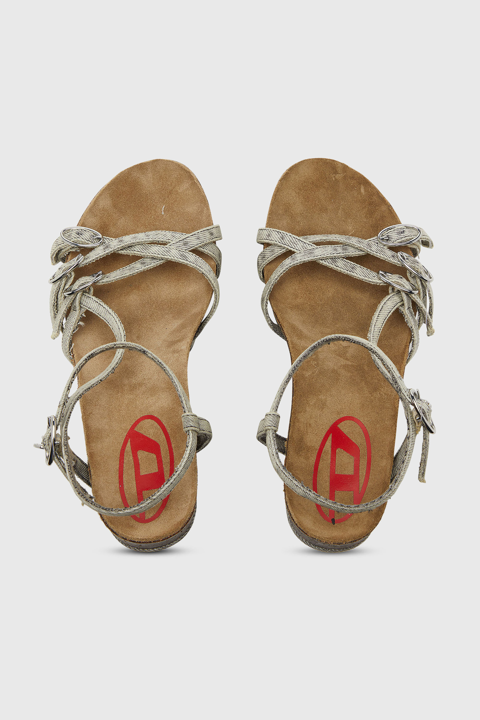 Diesel - D-WOODSTOCK 105 SANDAL, Woman's D-Woodstock-Strappy platform sandals in denim in Grey - 6