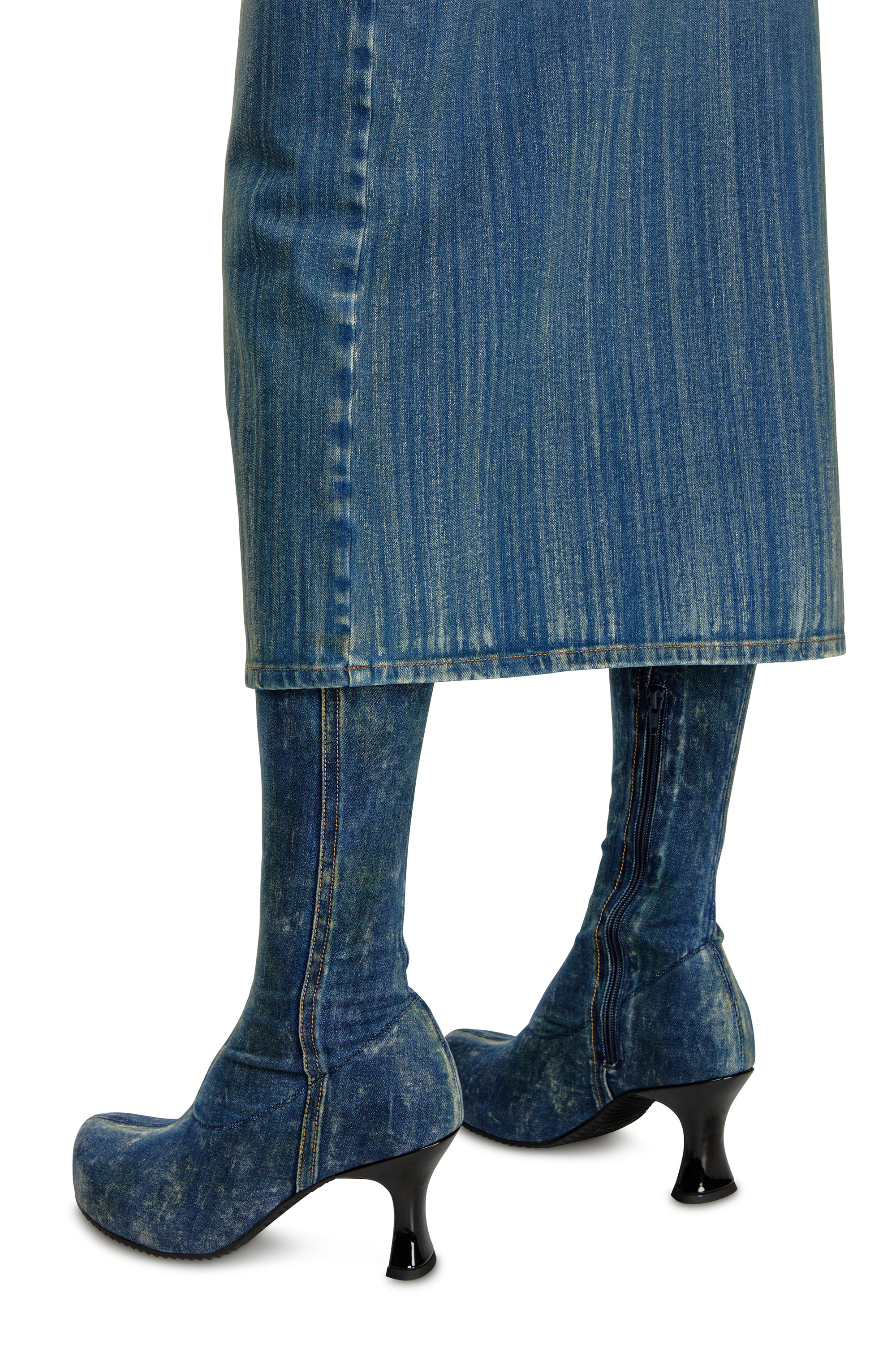 Diesel - DE-MAURY-S, Woman Pencil skirt in light streaky denim in Blue - Image 4