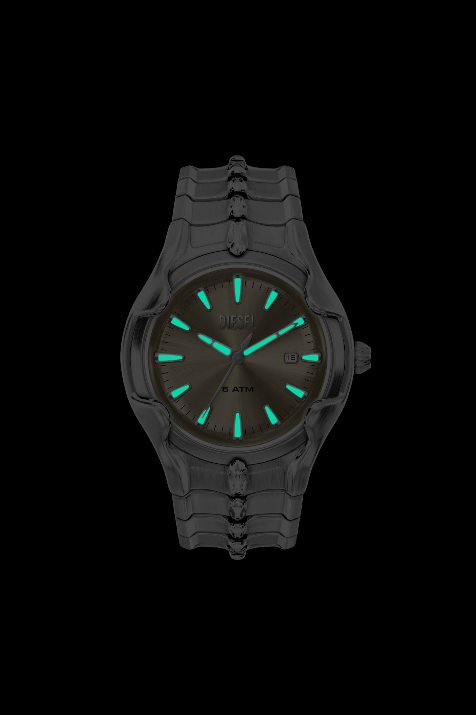 Diesel - DZ2234 WATCH, Montre Vert en acier inoxydable Homme in Gris argent&eacute; - 6