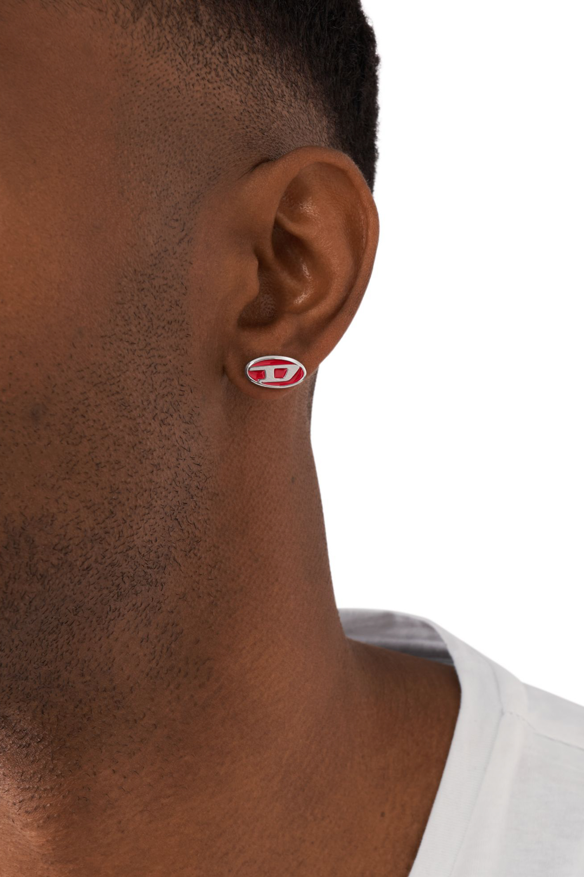 Diesel - DX1443, Orecchino rosso a lobo in acciaio inossidabile Unisex in Argento - 3