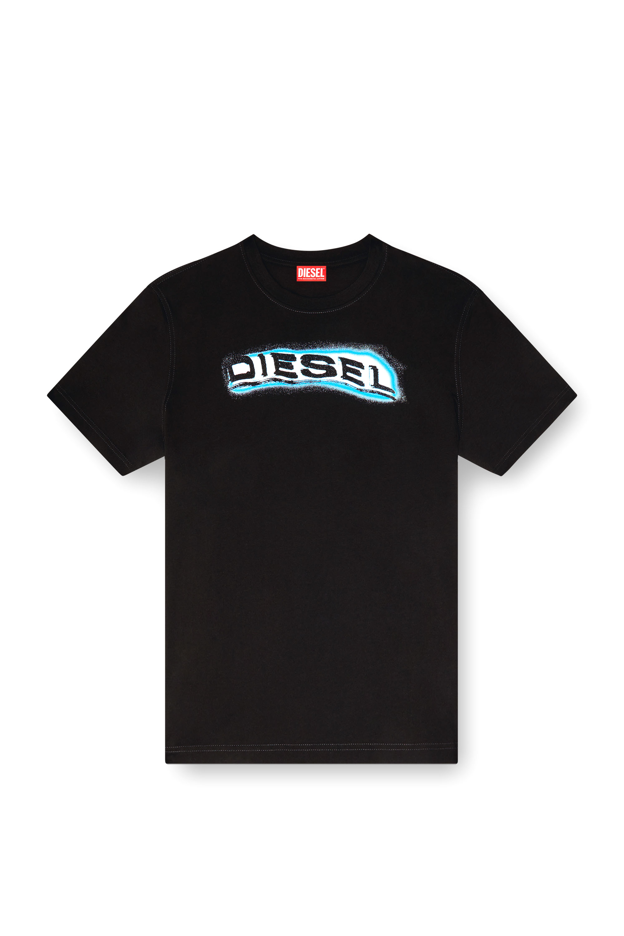 Diesel - T-ADJUST-R4, T-shirt con logo effetto puff Uomo in Nero - 3