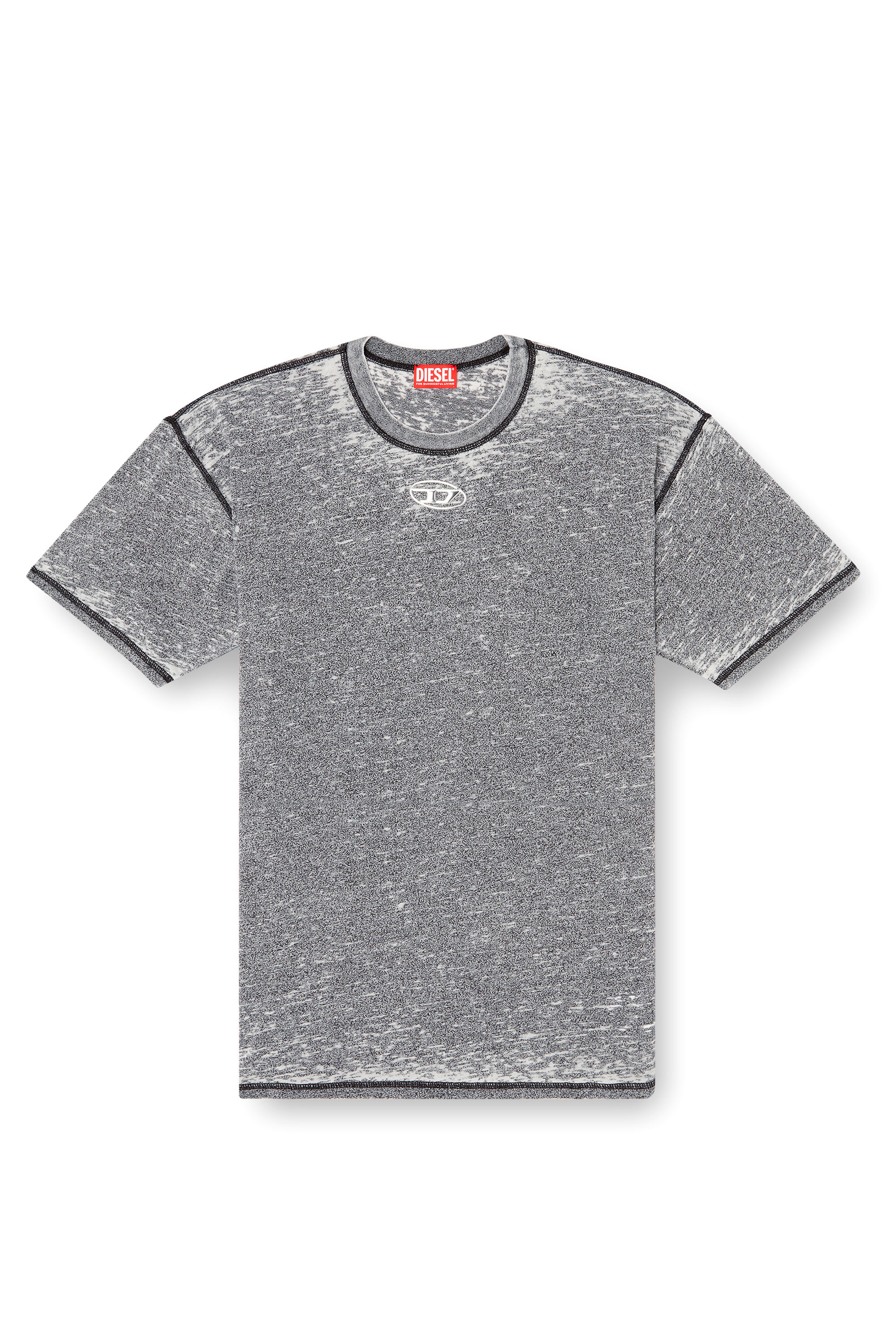 Diesel - T-BOXT-PAK, T-shirt con burnout e logo effetto cromato Uomo in Grigio - 3